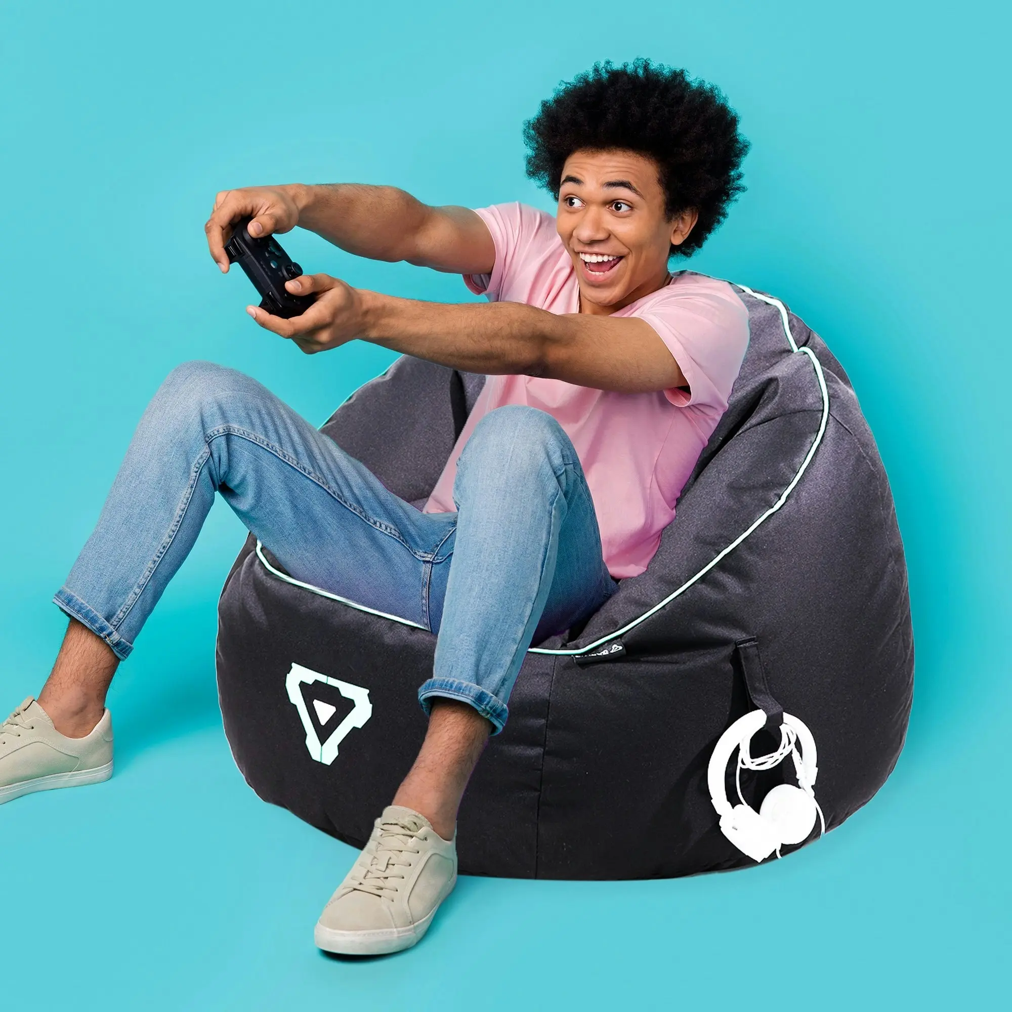 Laser Gaming Bean bag with Headphone Strap & Storage