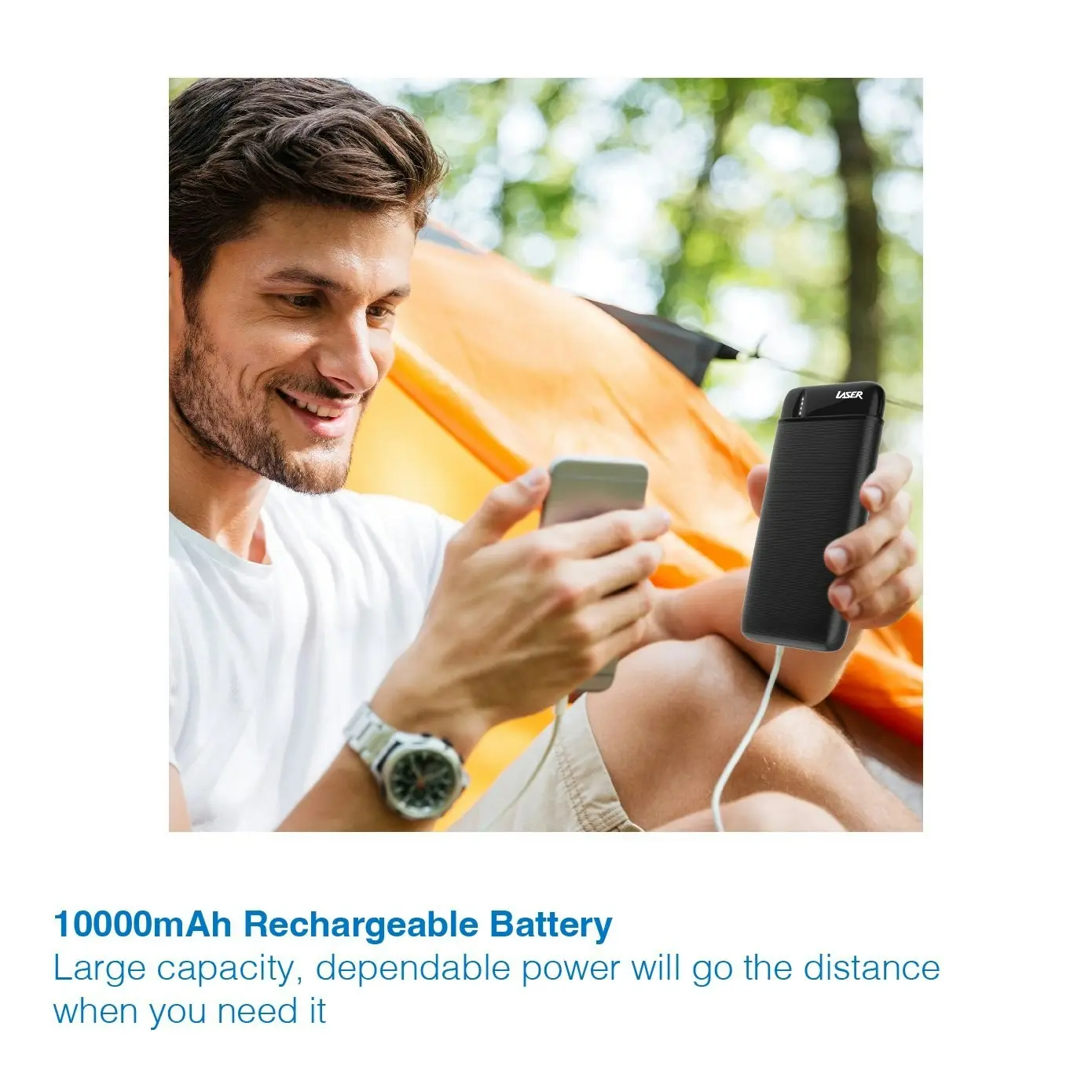 Laser 10,000mAh Powerbank: Charge Smartphones, Cameras, More