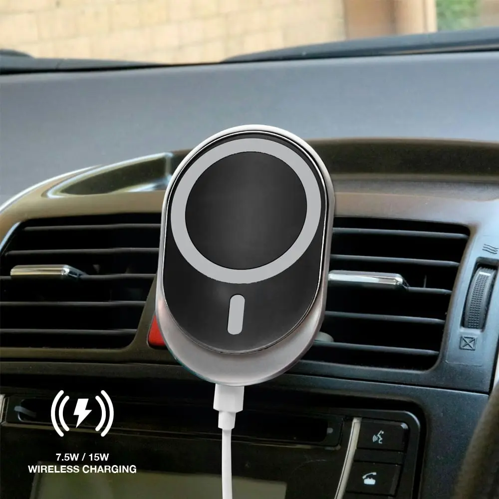 Laser 15W MagSafe Car Phone Mount - Fast Wireless Charging, Black