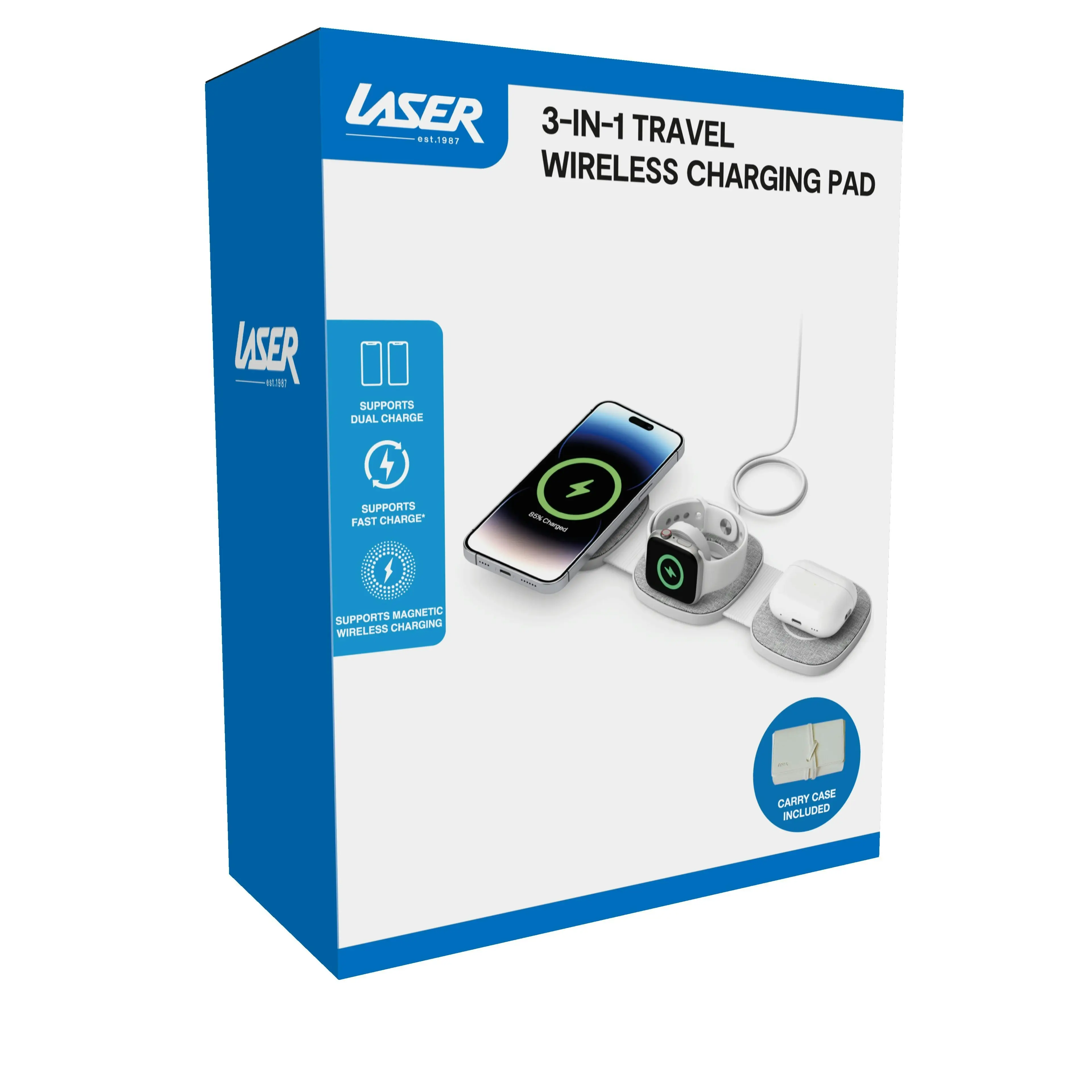 Laser 3-in-1 Foldable Wireless Charging Pad for Apple & Android Devices