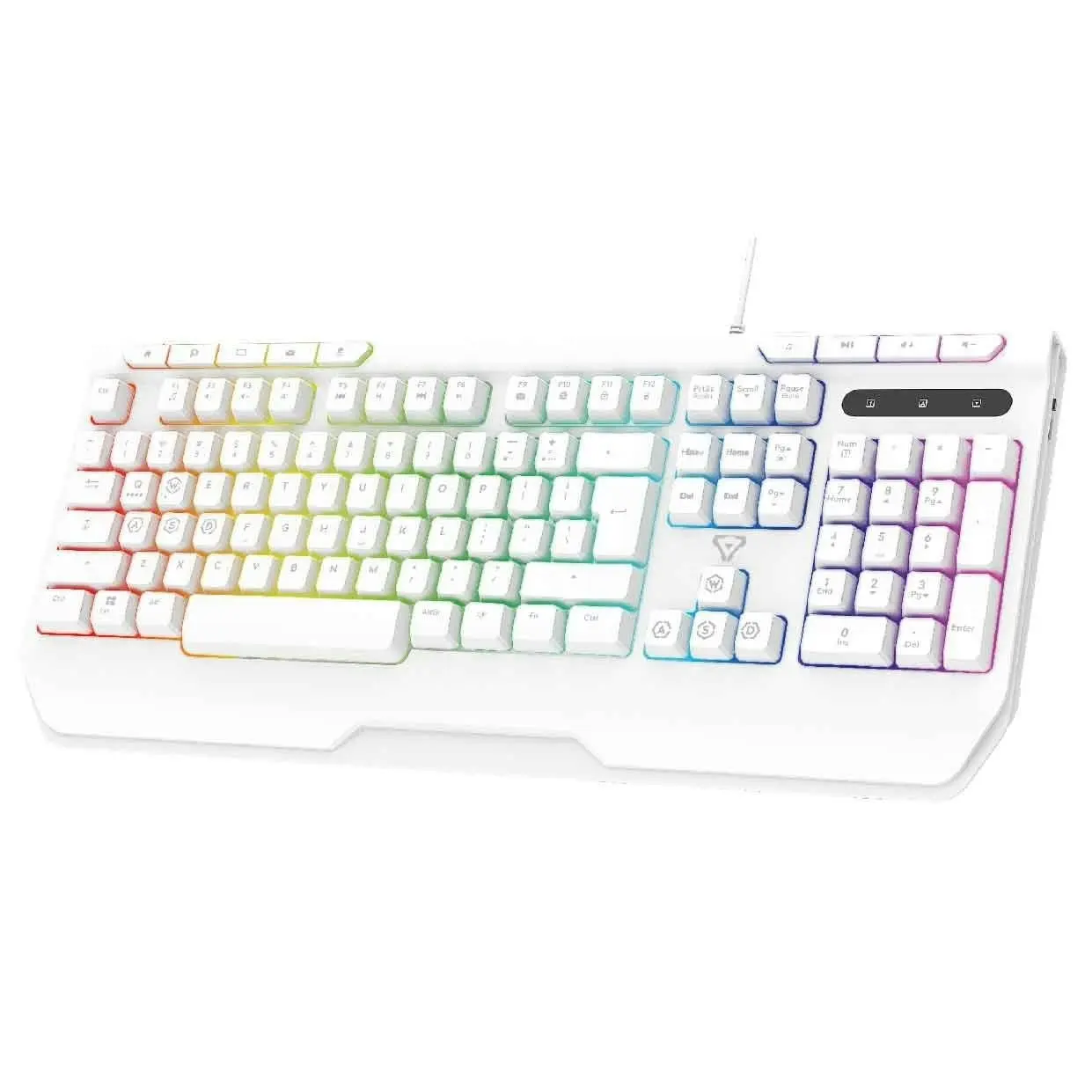 Laser RGB Gaming Keyboard White - Ergonomic, Multimedia, Anti-Ghosting