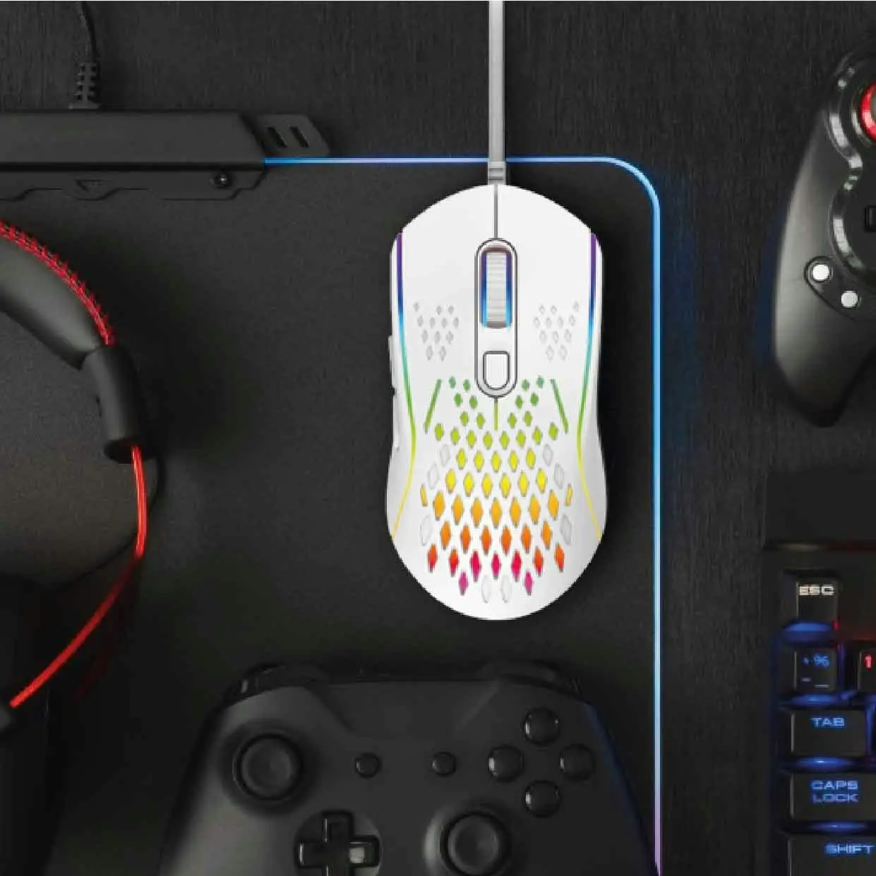 Laser RGB Gaming Mouse White | High DPI, Ergonomic, Lightweight