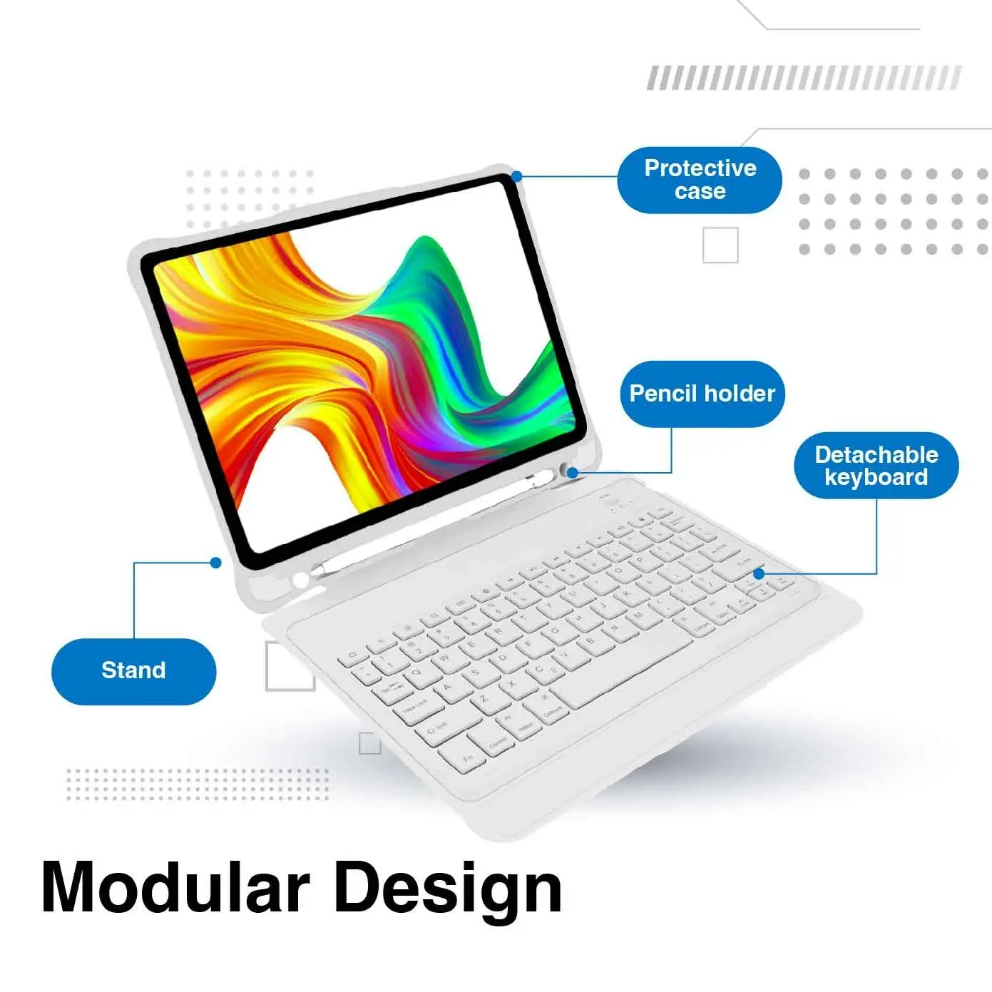 Laser iPad 10.9" White Wireless Keyboard & Protective Case Combo