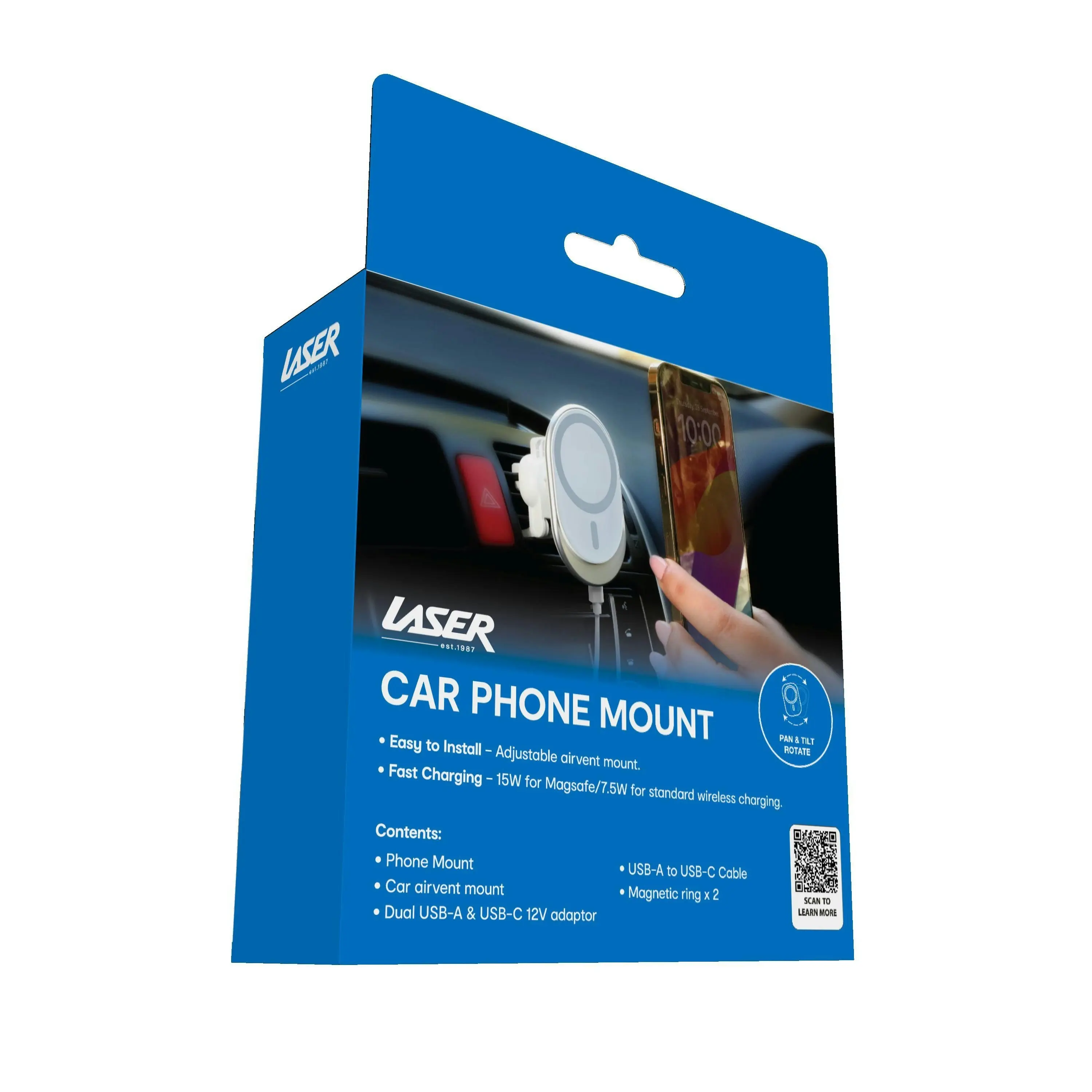 Laser MagSafe 15W Car Vent Mount - Wireless Charging for iPhone