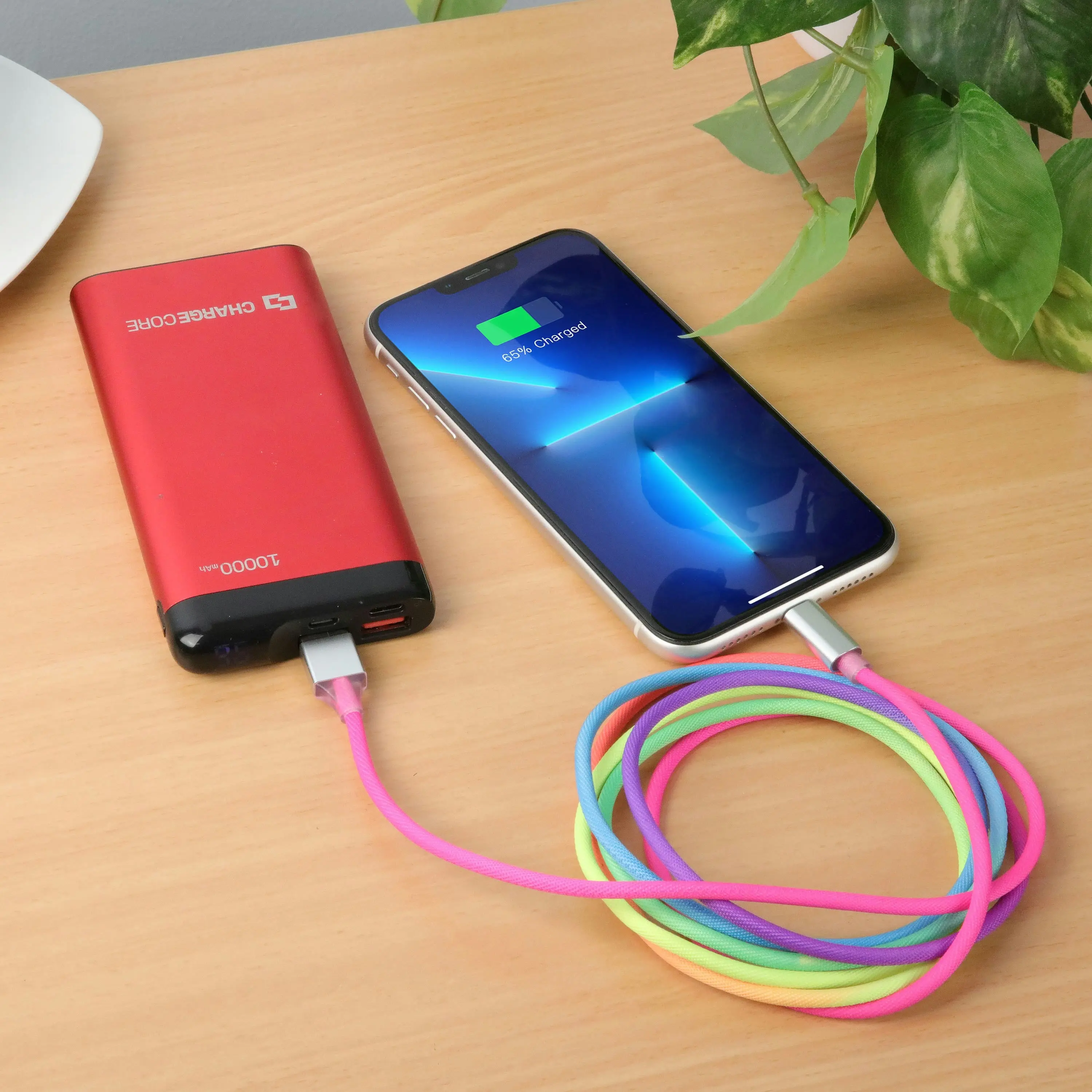 Laser MFI Certified Rainbow Lightning USB-A Cable 1M Durable