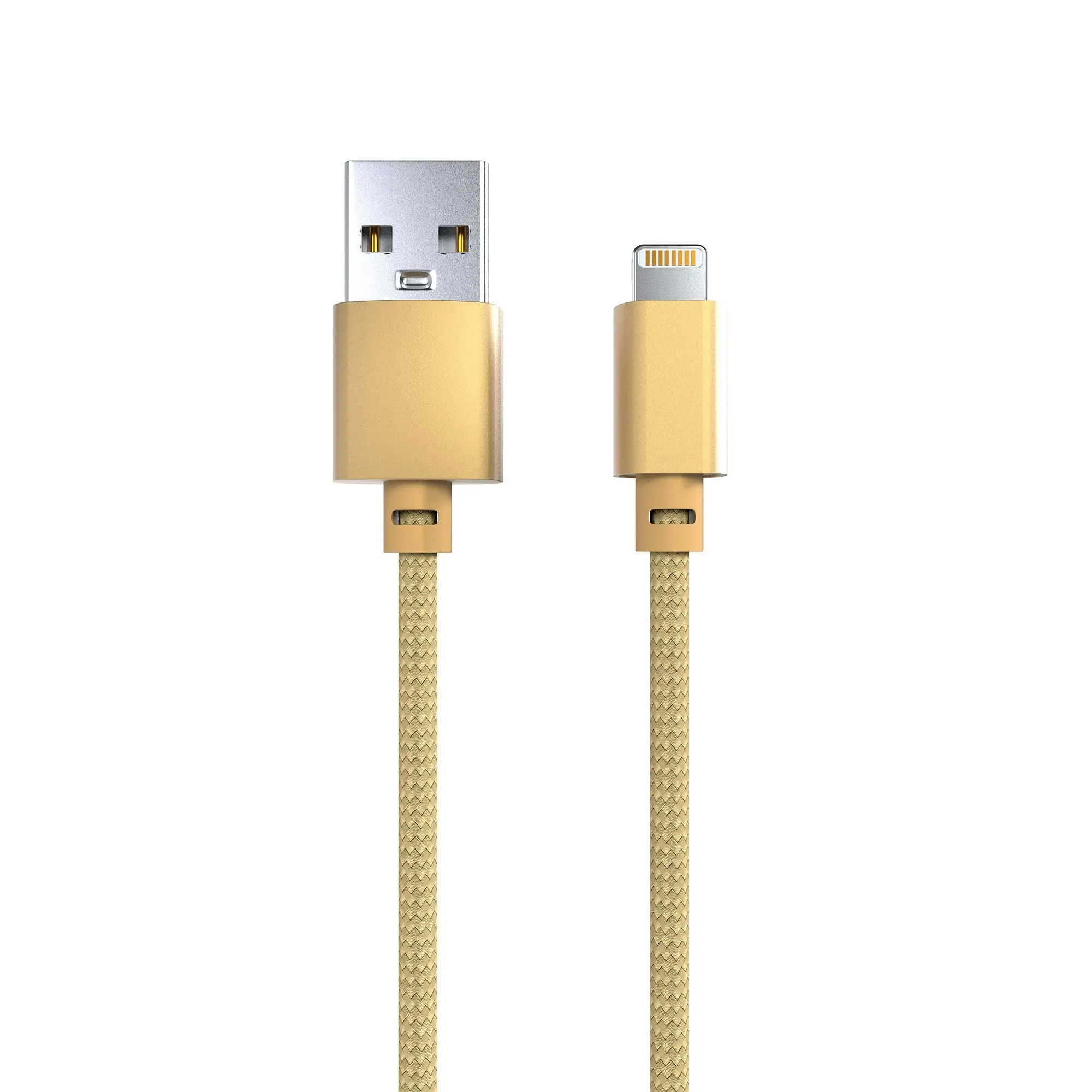 Laser 2m MFi Lightning to USB-A Cable 2 Pack Nylon Braid Gold/Pink