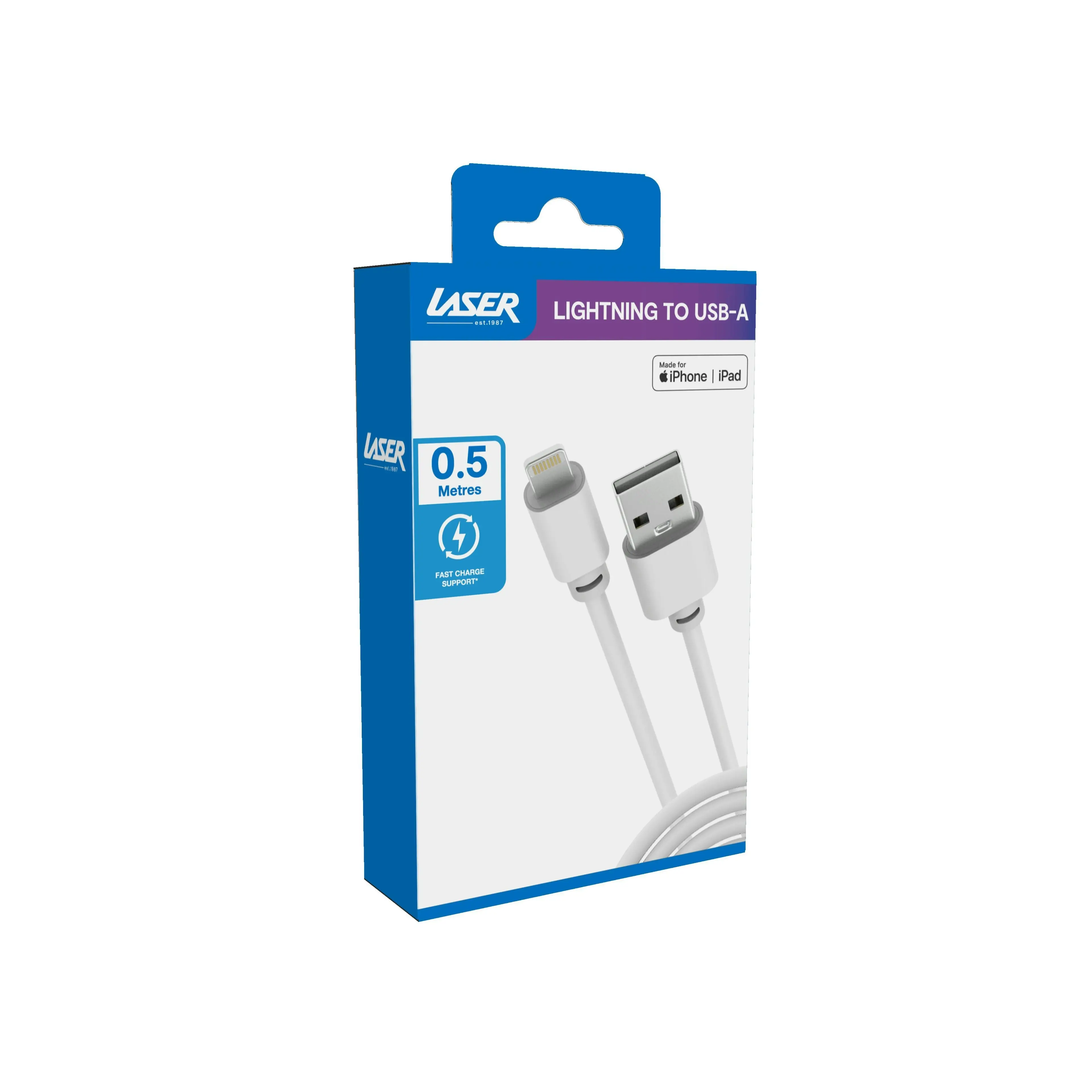 Laser MFi 50cm Lightning Cable White