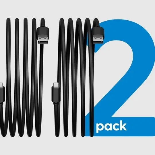 Laser USB-C to USB-A Fast Charge Cable 1M Black 2-Pack