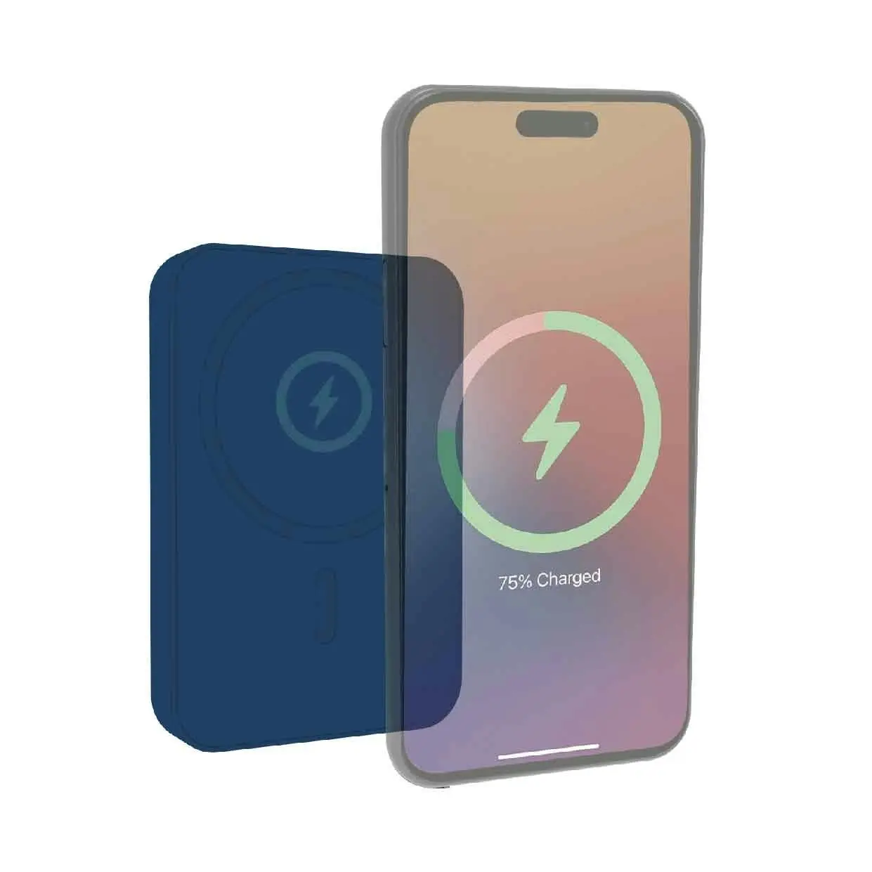 Laser 5000mAh Navy Magnetic Wireless Charger, Fast Charge Power Bank