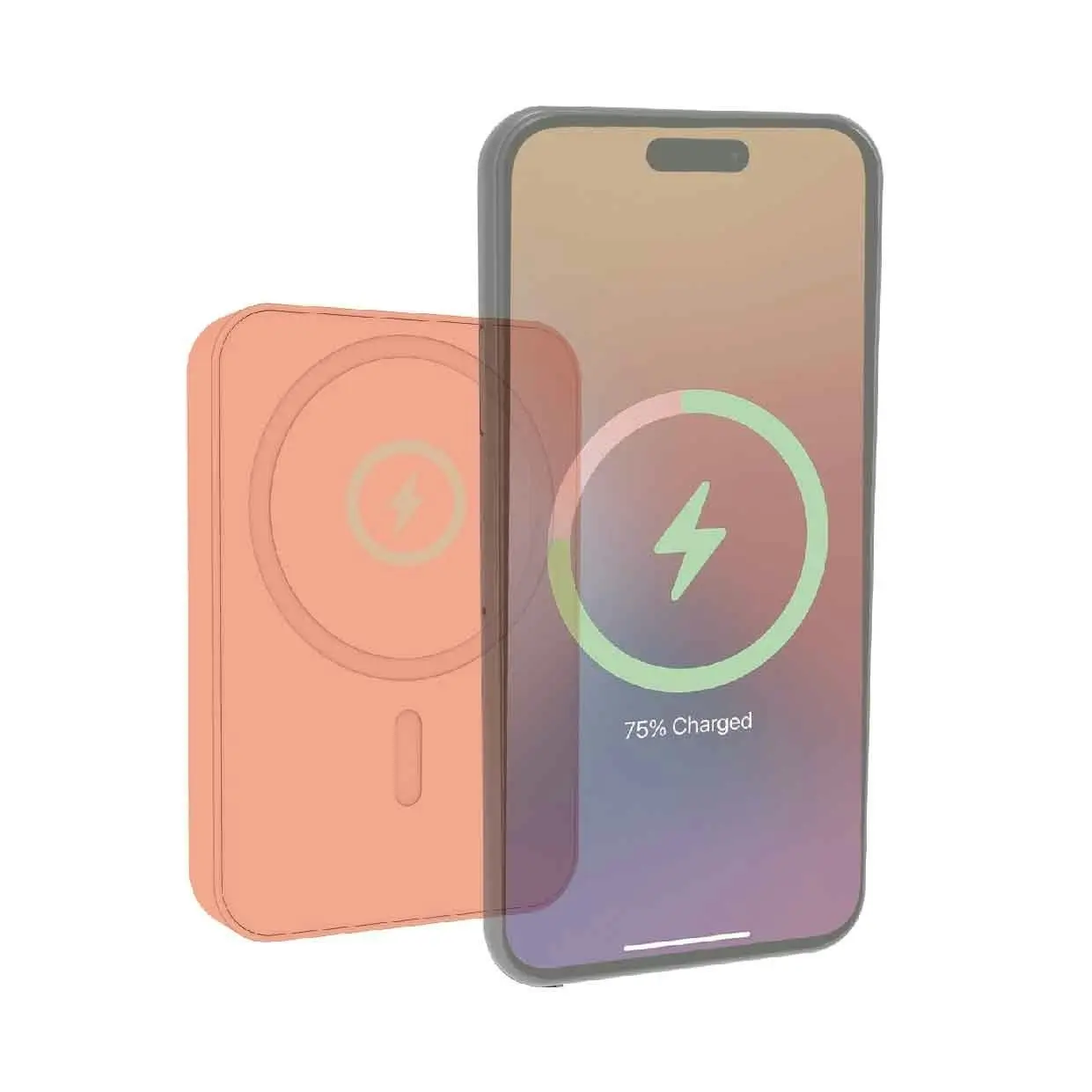 Laser 5000mAh Peach Magnetic Wireless Power Bank, USB-C Fast Charging