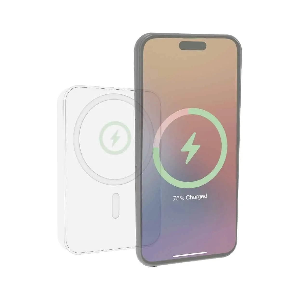 Laser 5000mAh White Magnetic Wireless Power Bank, Quick Charging