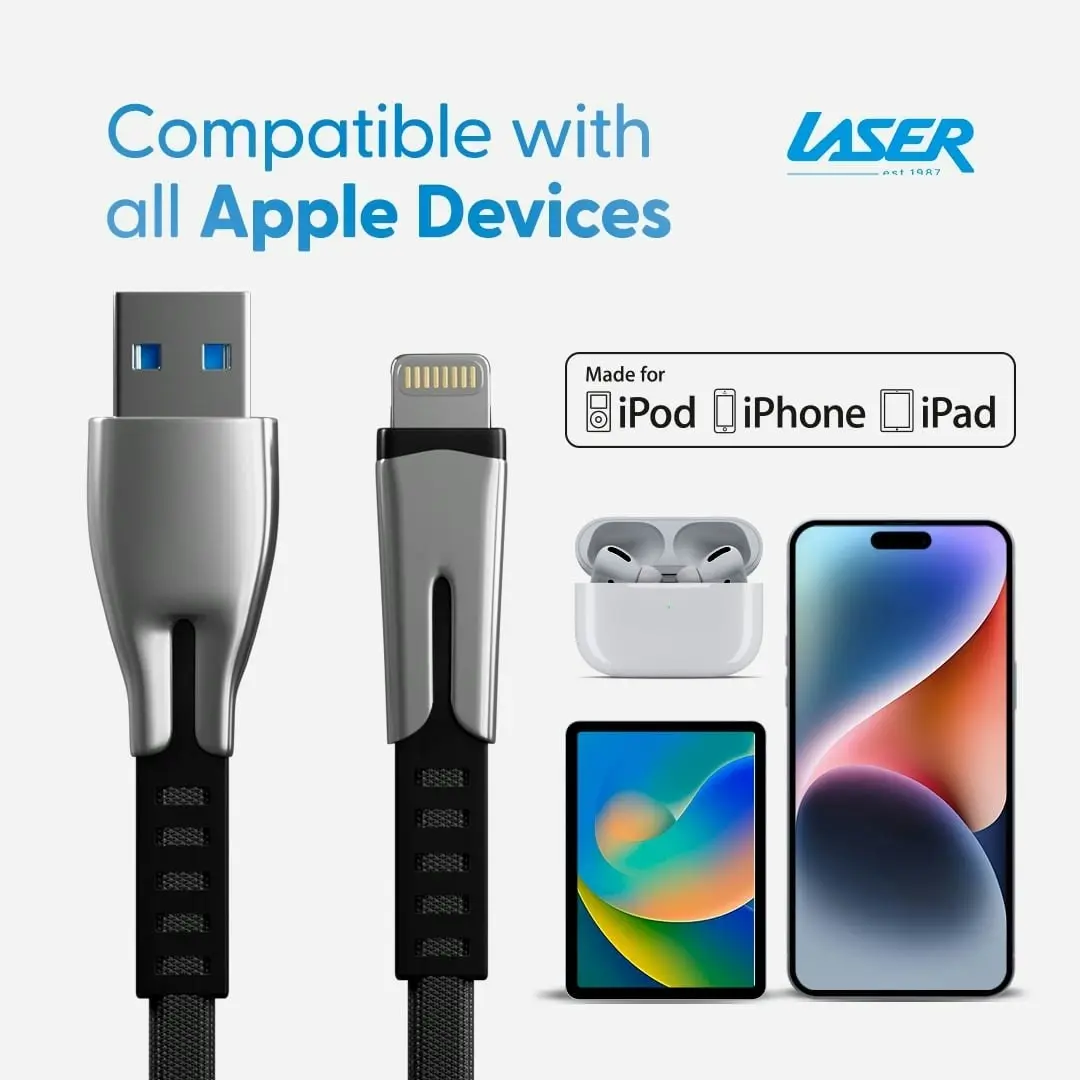 Laser ChargeCore MFi Lightning 2m Cable