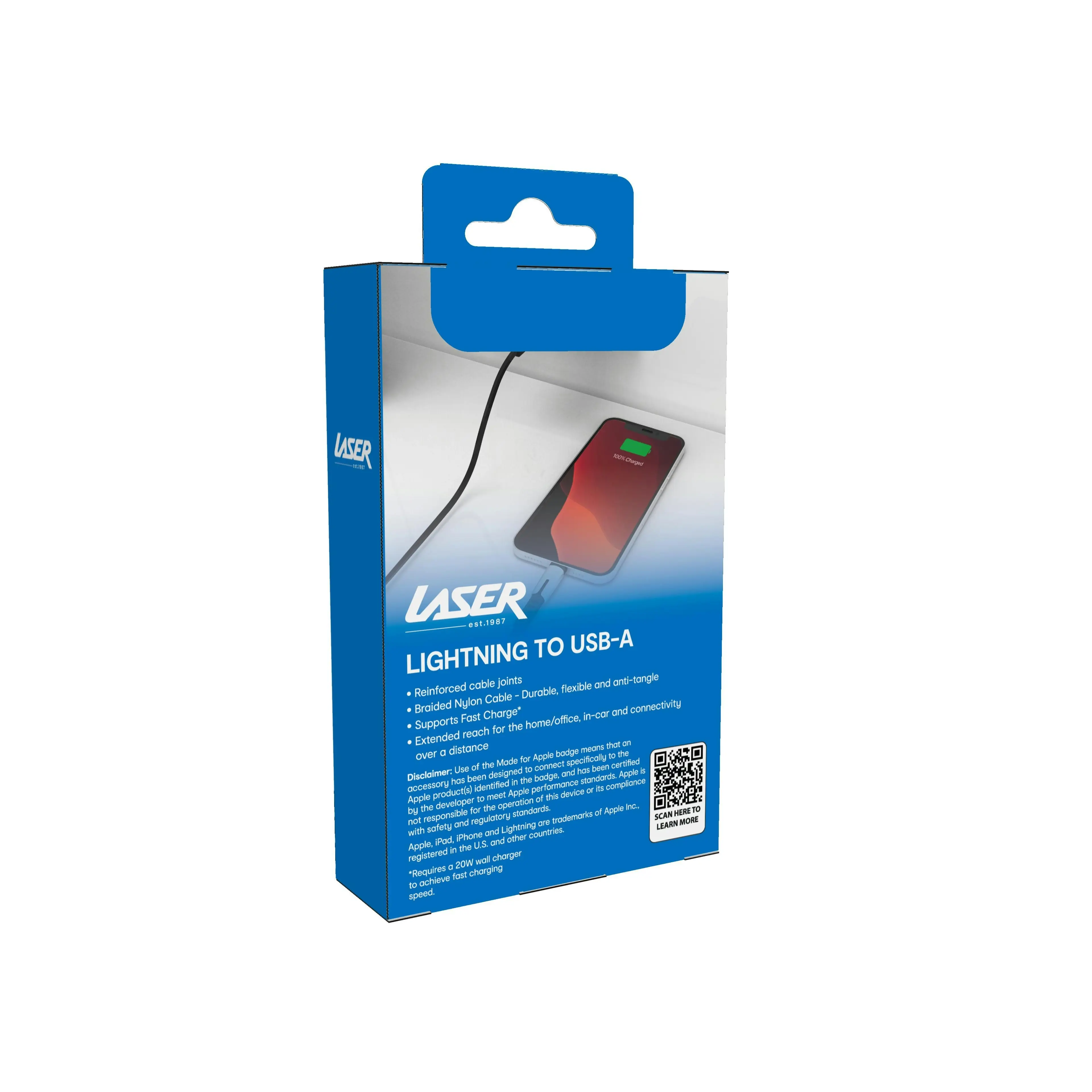 Laser ChargeCore MFi Lightning 2m Cable