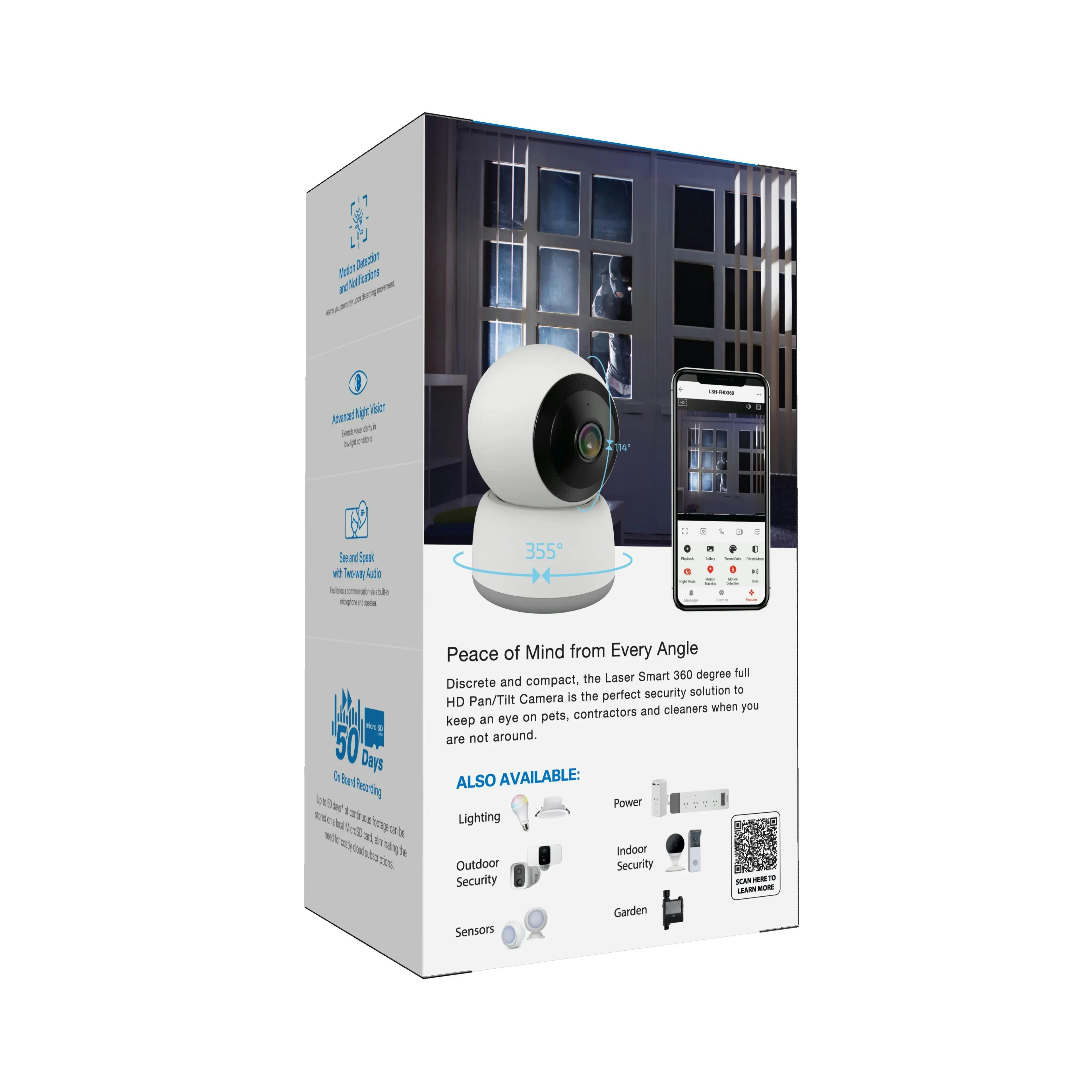 Laser Smart Indoor Camera - HD Pan/Tilt, Night Vision, Alexa/Google