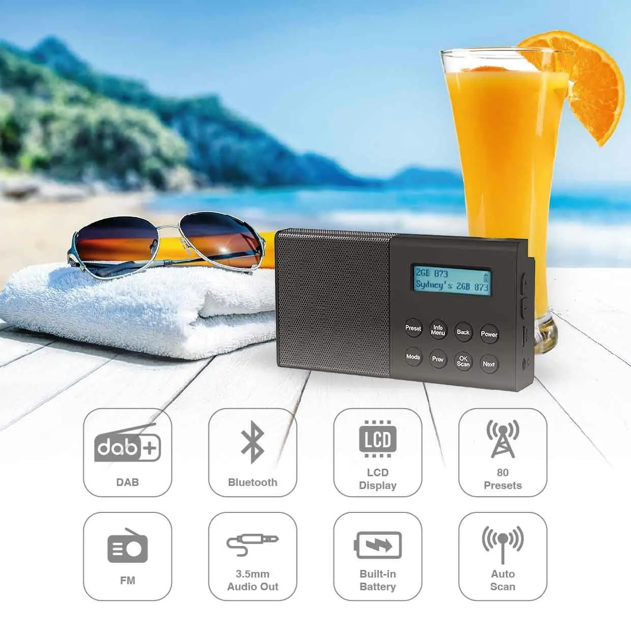 Laser Portable DAB+ FM Radio & Bluetooth Speaker - Compact Music Player