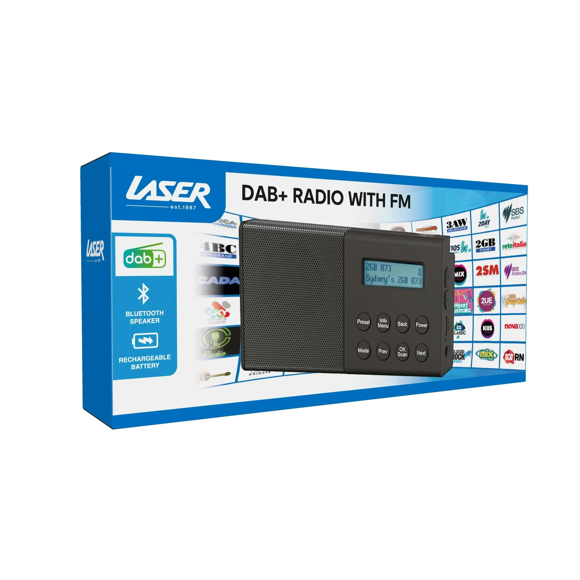 Laser Portable DAB+ FM Radio & Bluetooth Speaker - Compact Music Player