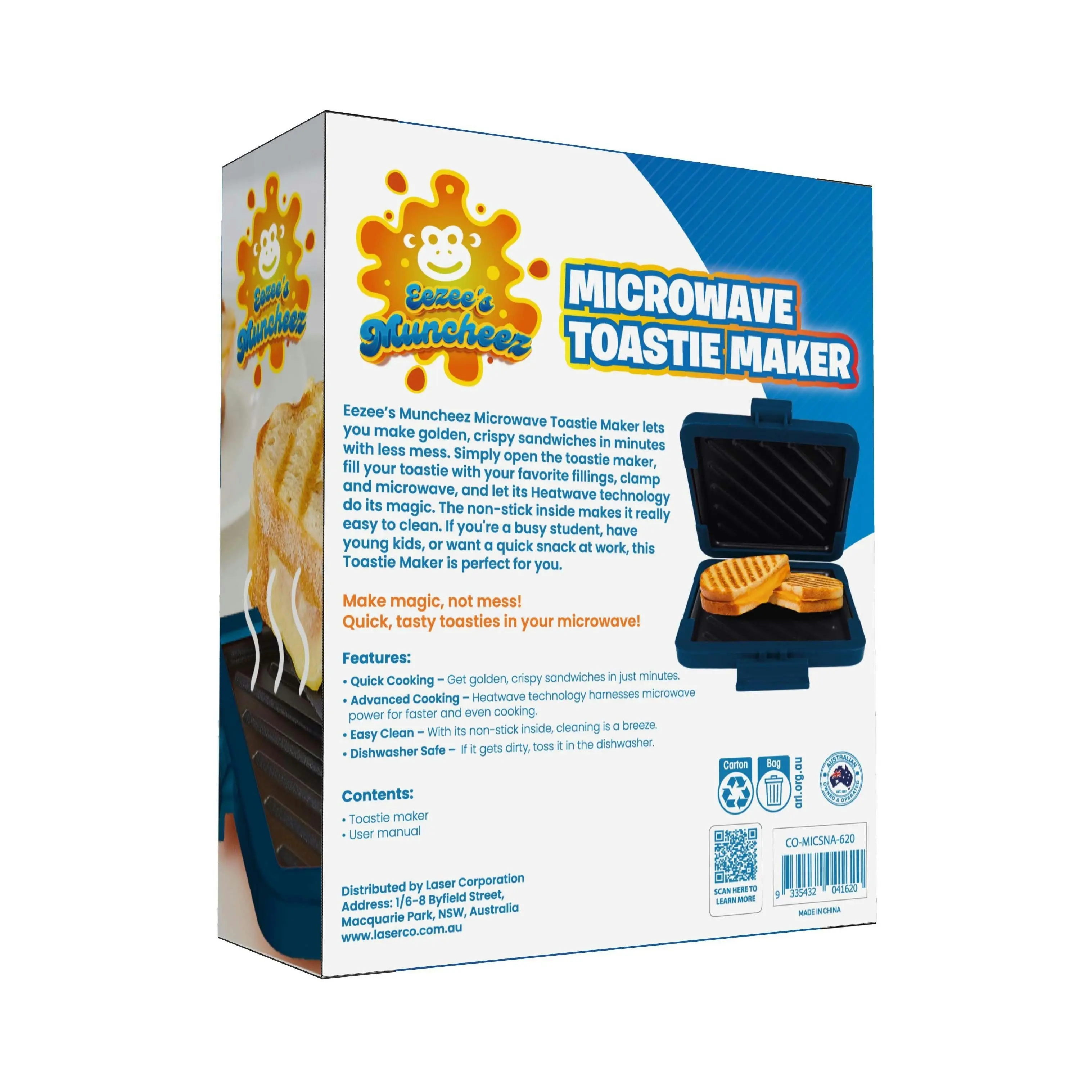 Laser Microwave Toastie Maker: Quick & Easy Snacks Blue