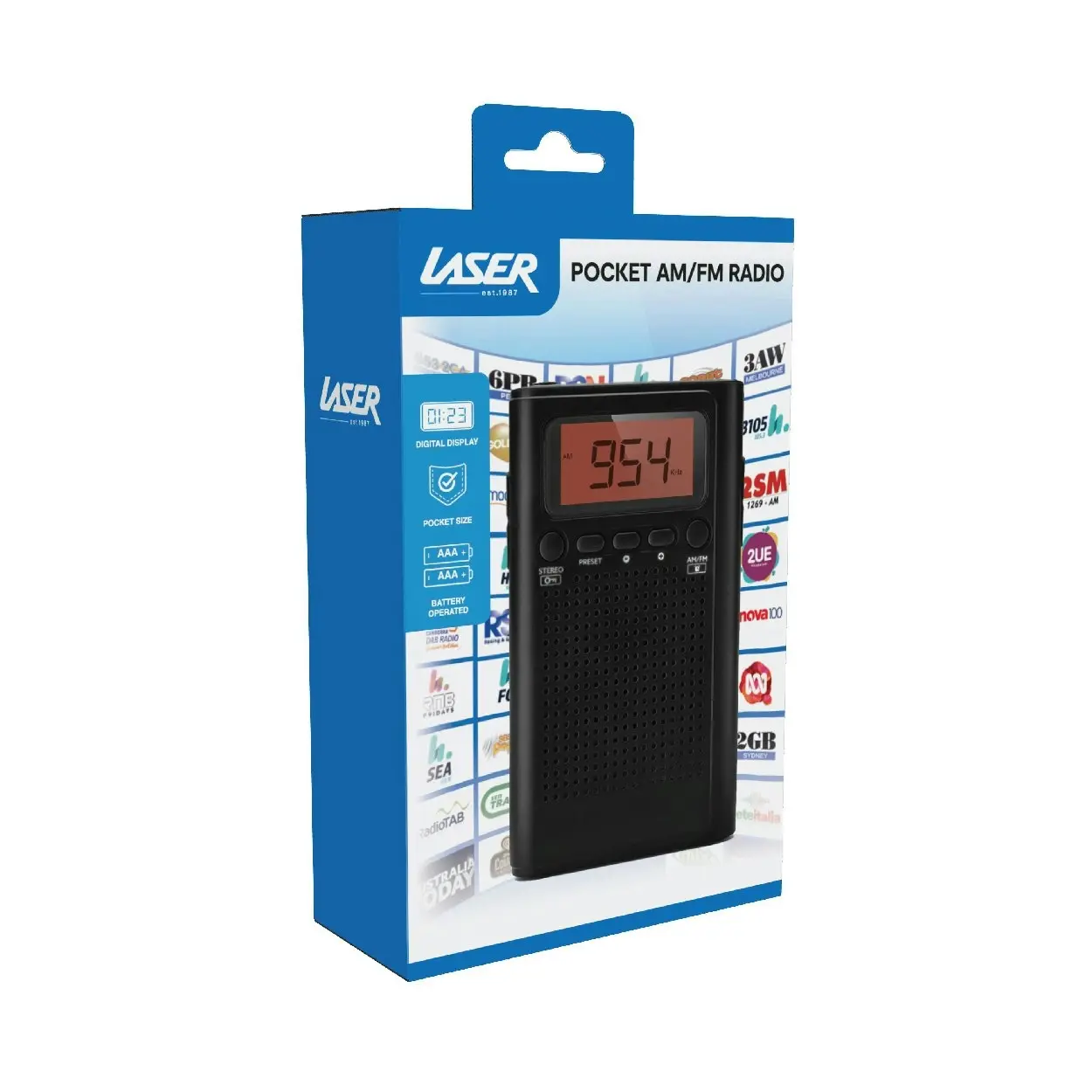 Laser Pocket Digital AM/FM Radio with LCD Display and Speaker