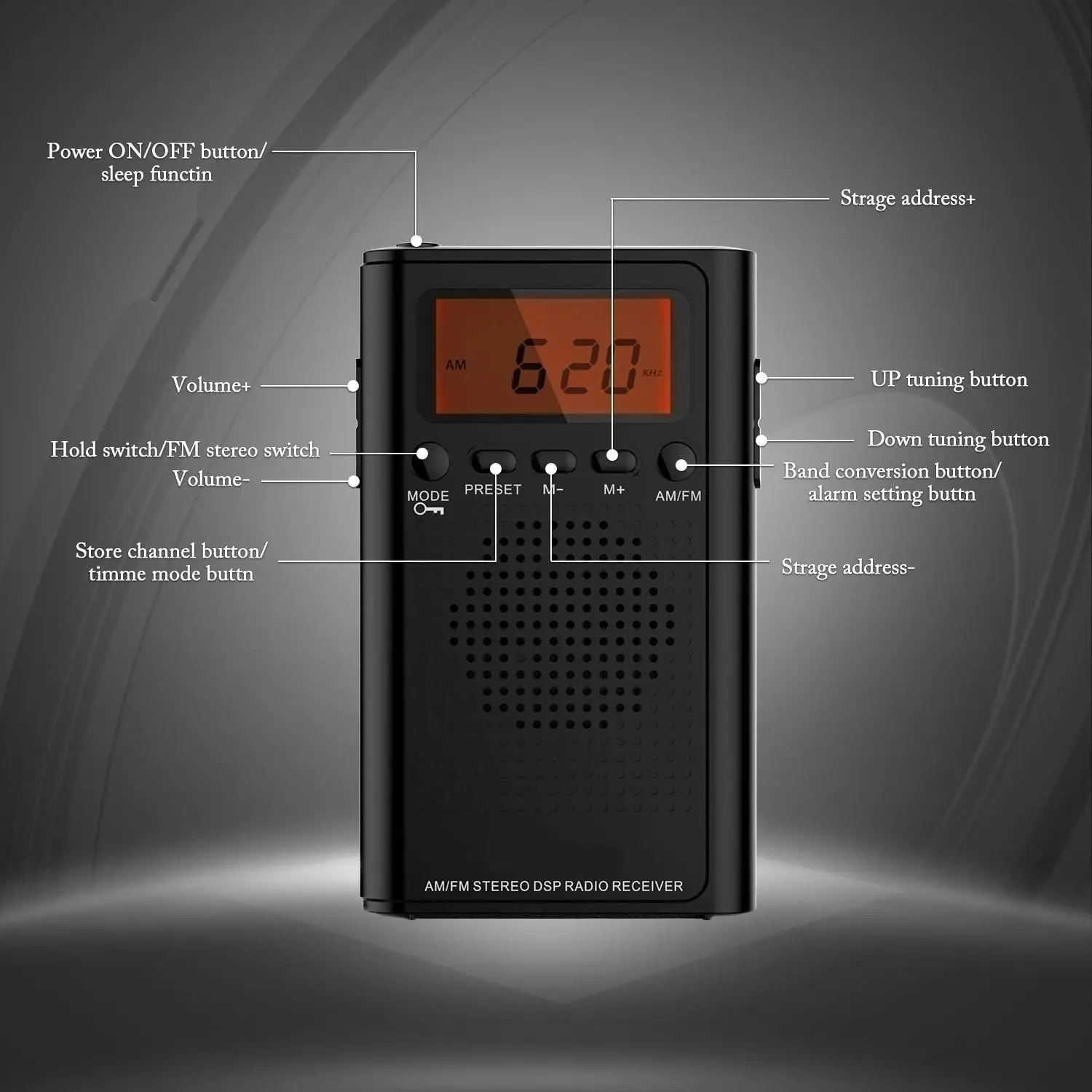 Laser Pocket Digital AM/FM Radio with LCD Display and Speaker