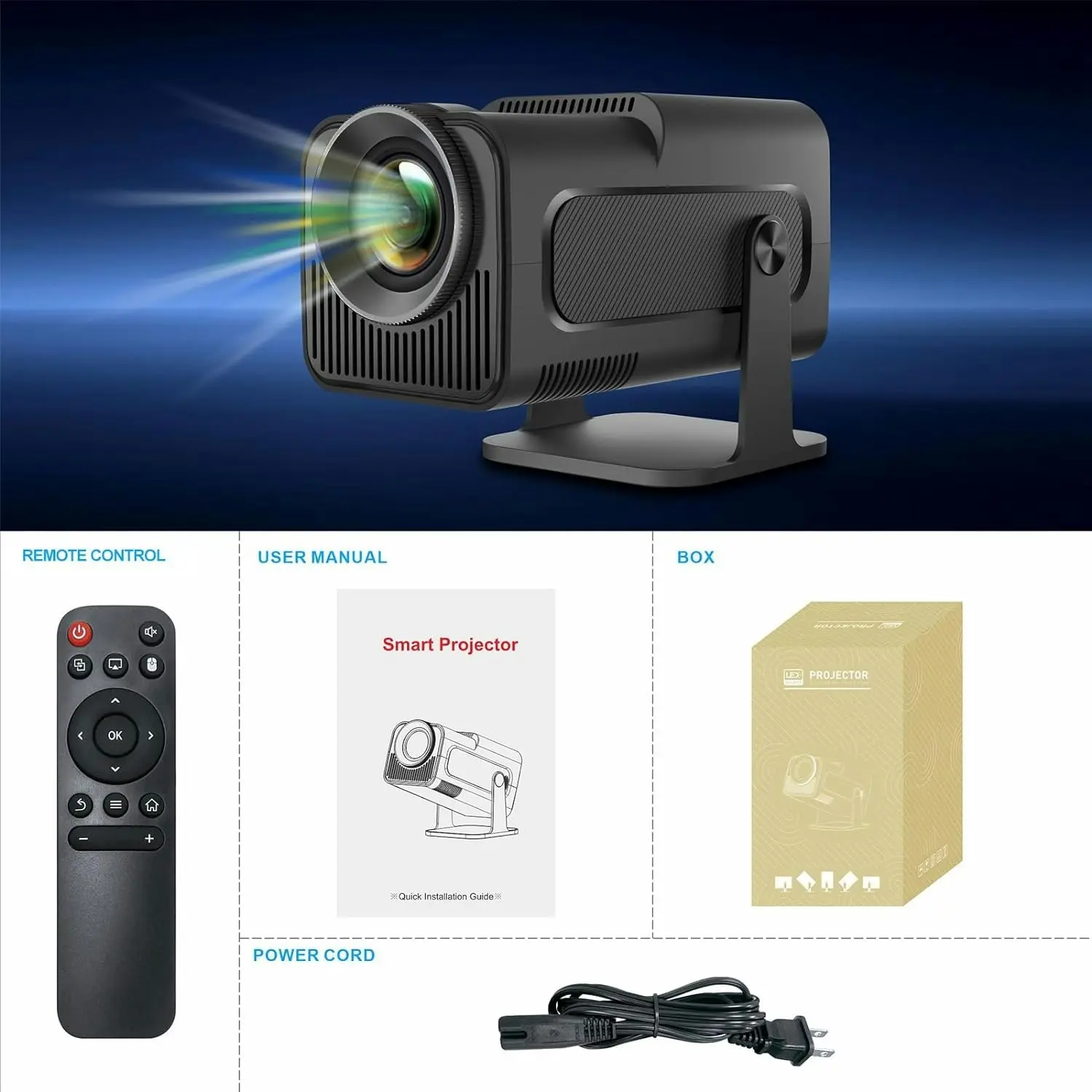 Magcubic HY320 Projector - WiFi 6, BT 5.0, Android 11 - Native 1080P/4K Decoding - 180° Rotatable - Auto Keystone Correction - Hi-Fi Speaker