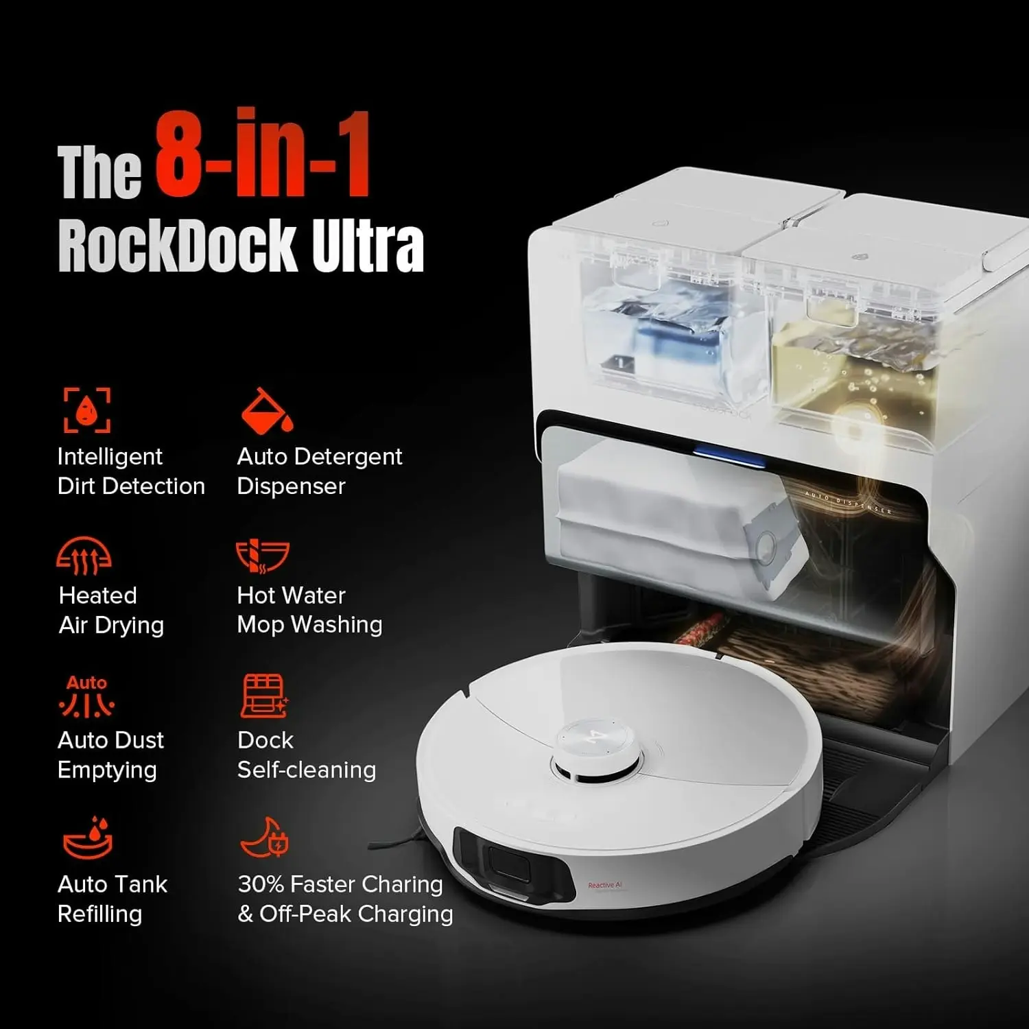 Roborock S8 MaxV Ultra Robotic Vacuum Cleaner - White