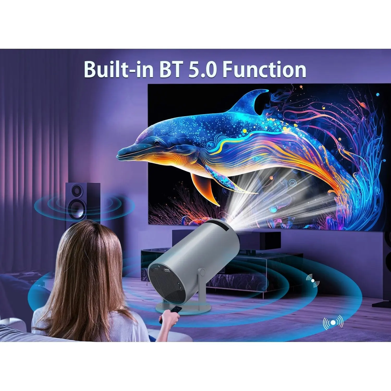 Magcubic HY300 Portable 4K Decoding Projector - WiFi6, Android 11, Bluetooth 5.0 - Ultra-Sharp Imaging, Smart Connectivity, Superior Audio - Grey