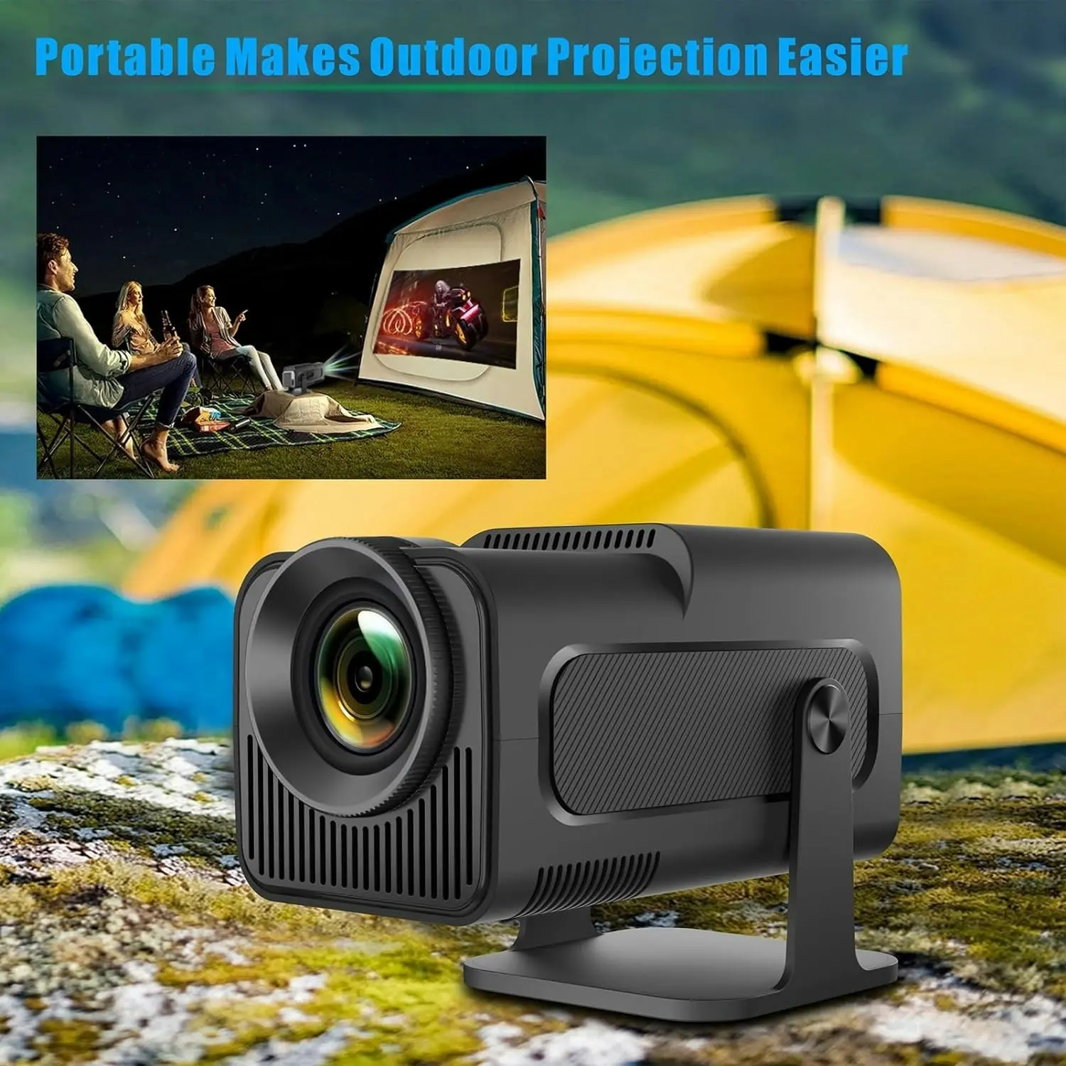 Magcubic HY320 Projector - Grey WiFi 6, BT 5.0, Android 11 - Native 1080P/4K Decoding - 180° Rotatable - Auto Keystone Correction - Hi-Fi Speaker