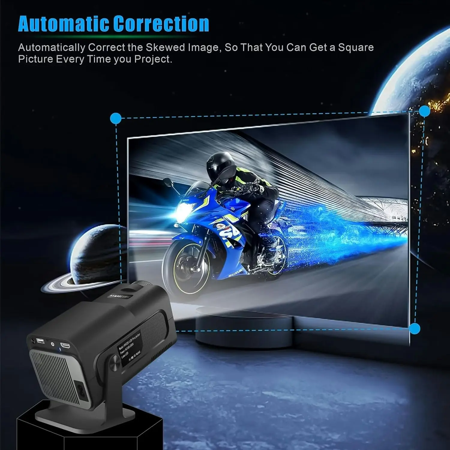 Magcubic HY320 Projector - Grey WiFi 6, BT 5.0, Android 11 - Native 1080P/4K Decoding - 180° Rotatable - Auto Keystone Correction - Hi-Fi Speaker