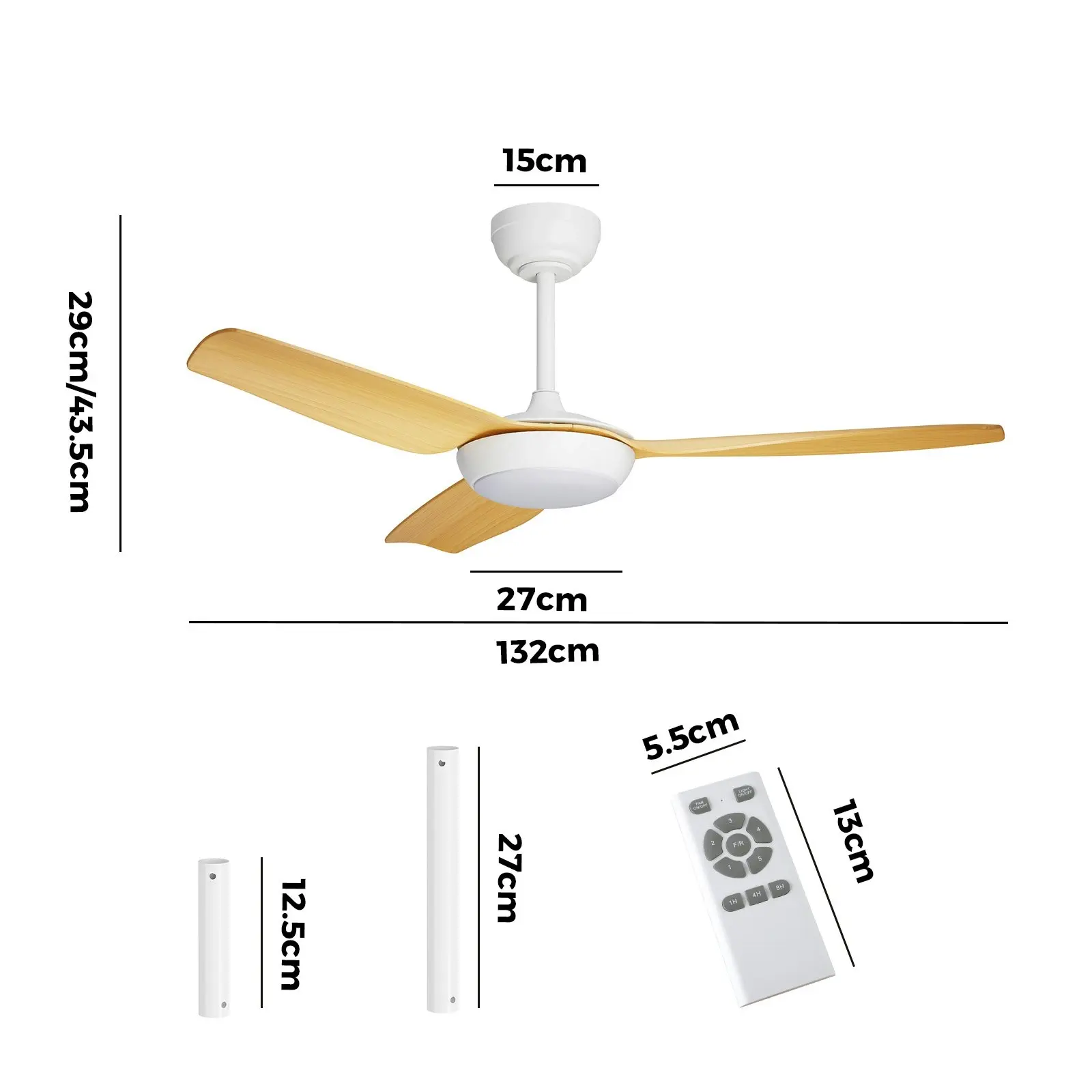 Vevare 52" Ceiling Fan DC Motor With Light Remote Control 5 Speed Fans Wood