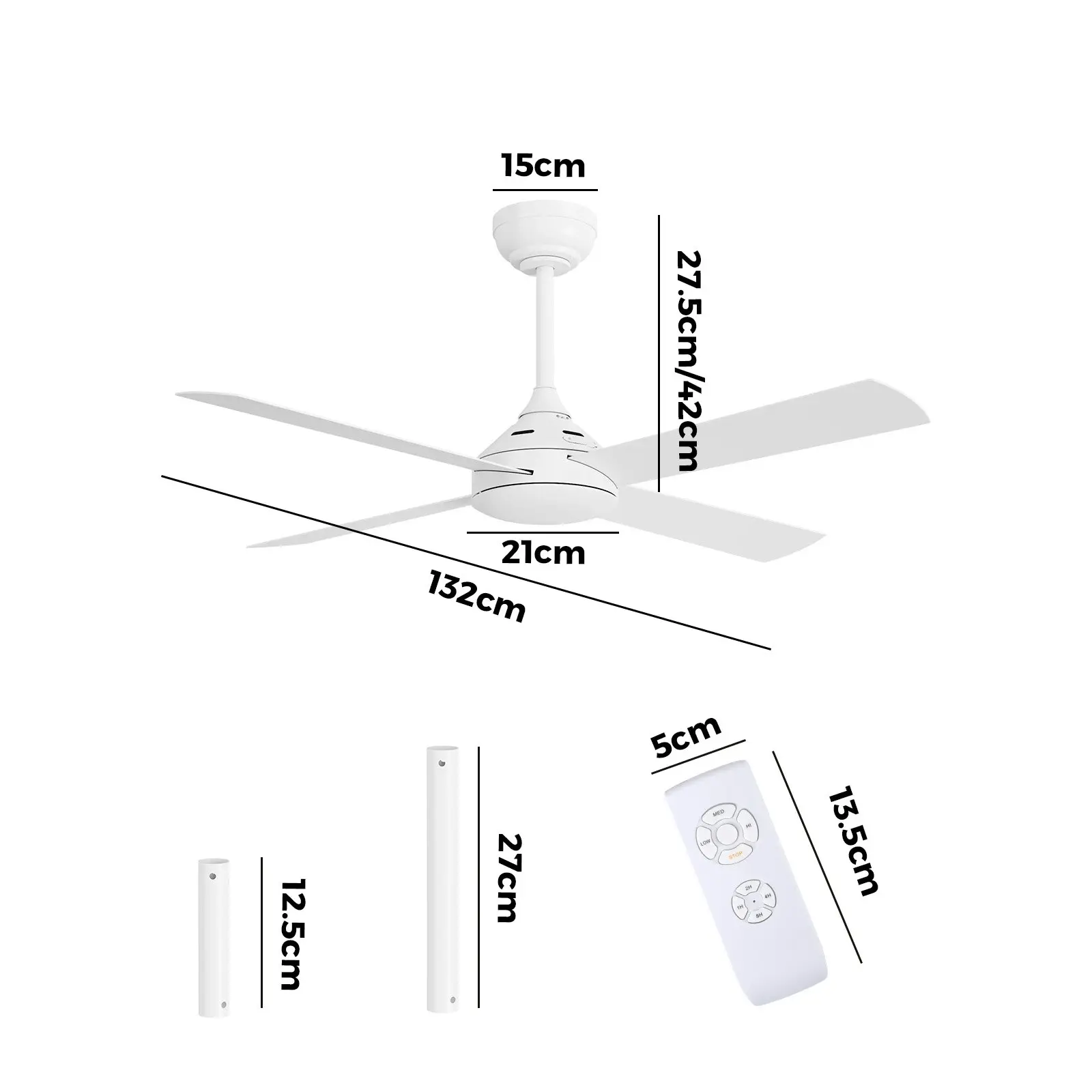 Vevare 52'' Ceiling Fan AC Motor with Remote Control Timer White