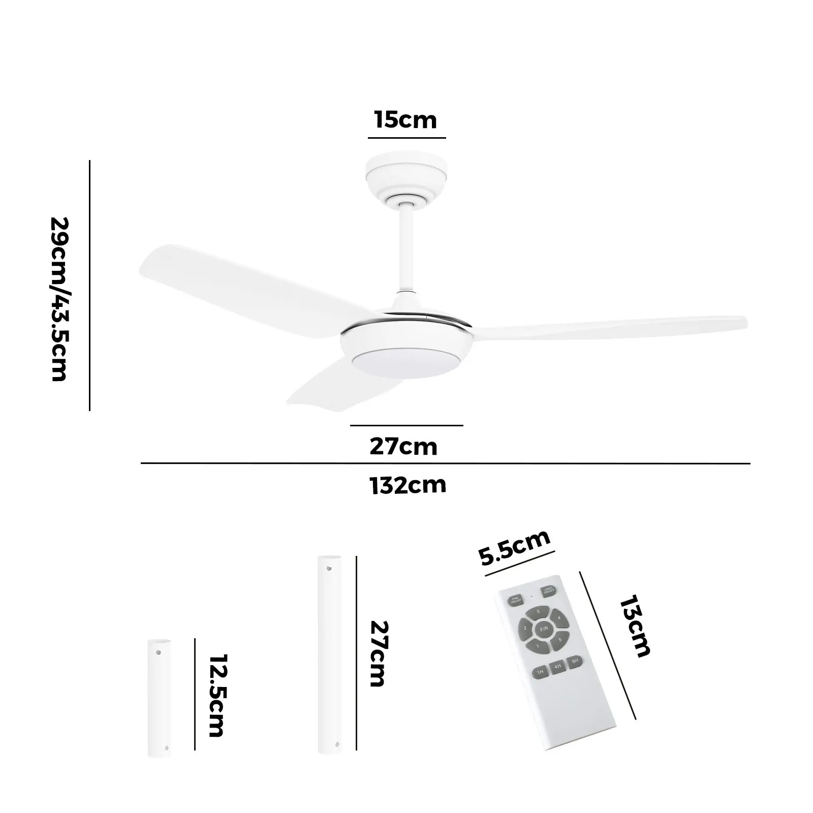 Vevare 52" Ceiling Fan DC Motor With Light Remote Control 5 Speed Fans White