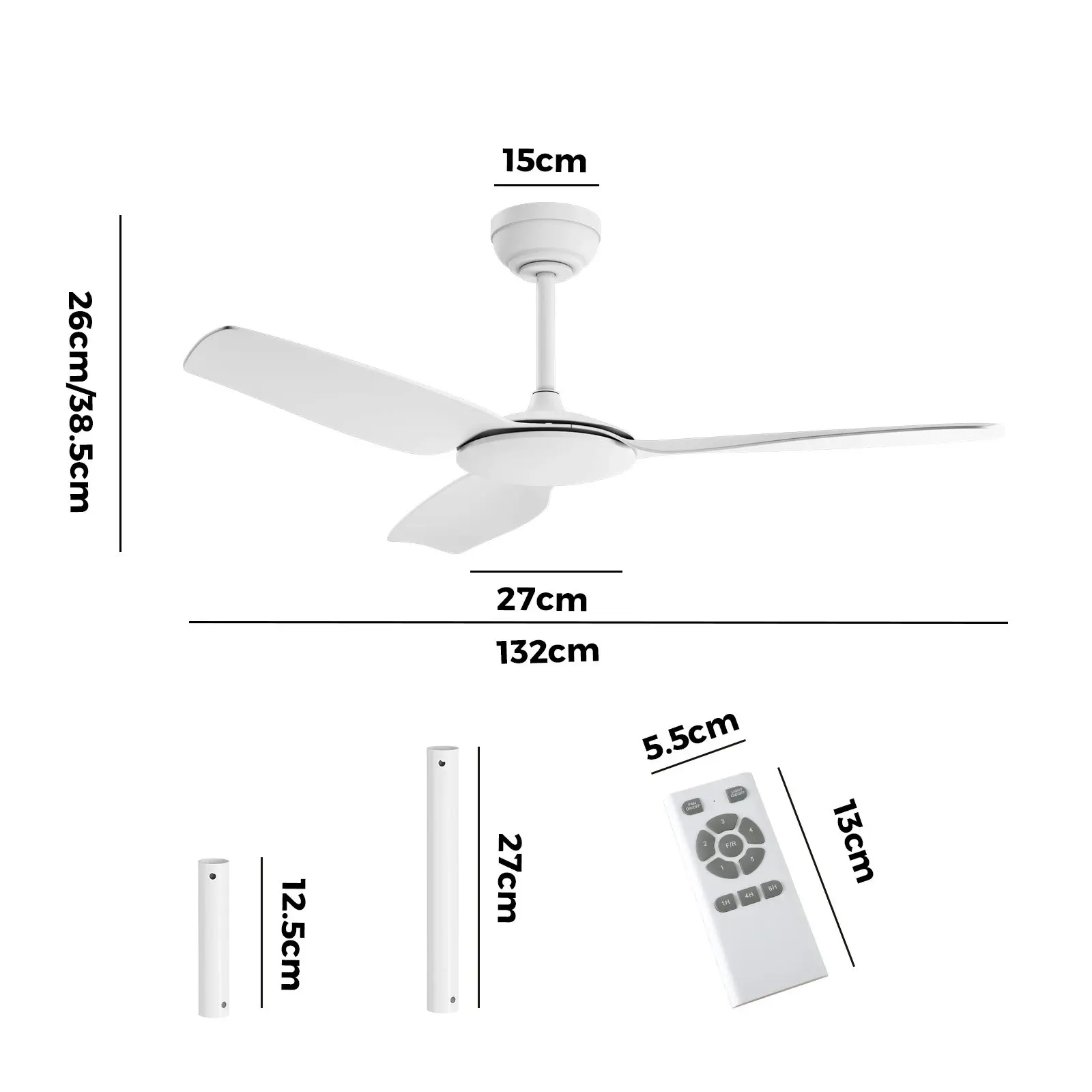 Vevare 52" Ceiling Fan DC Motor With Remote Control Timer 5 Speed Fans White