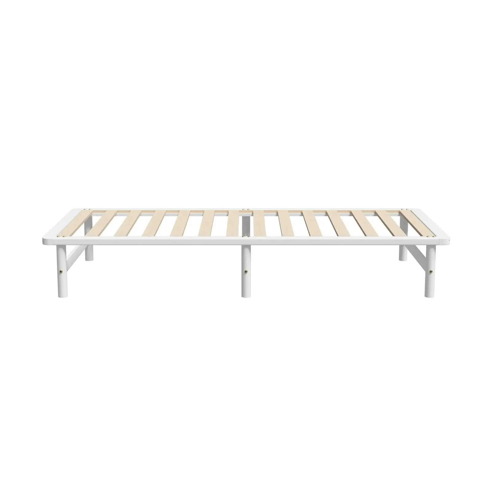 Oikiture Wooden Bed Frame Pine Timber White（King Single)