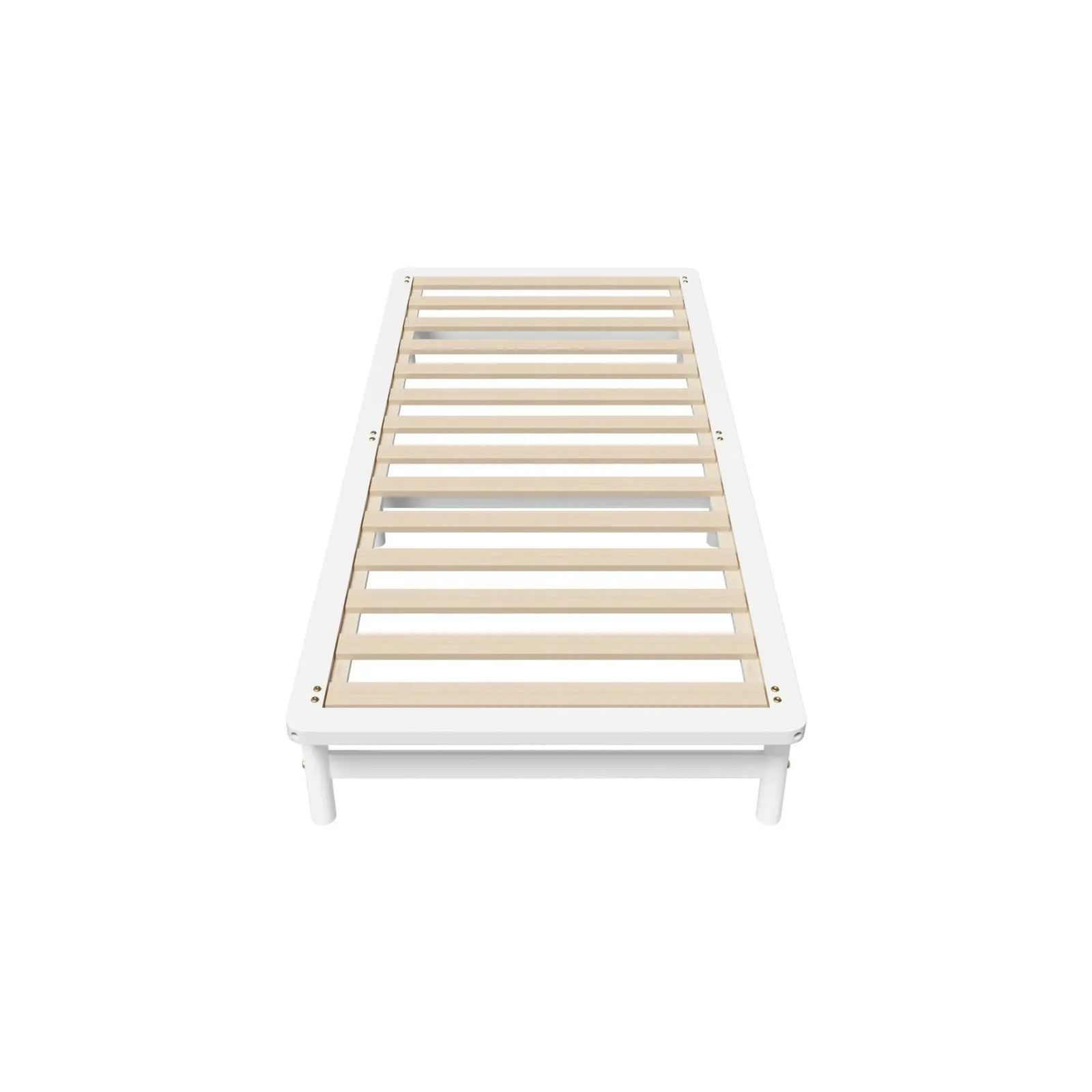 Oikiture Wooden Bed Frame Pine Timber White（King Single)