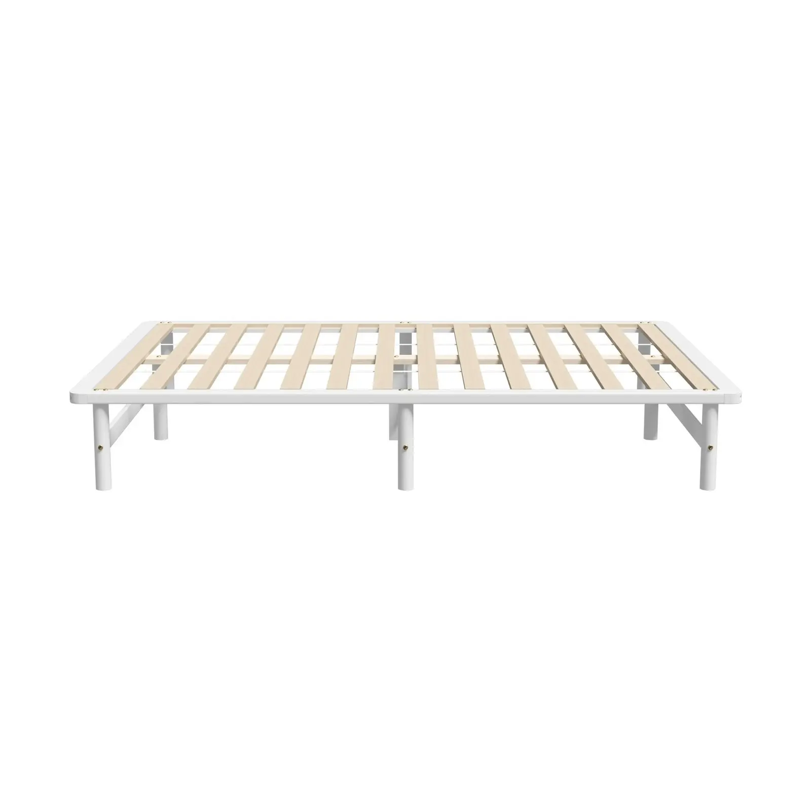 Oikiture Wooden Bed Frame Pine Timber White（Queen)