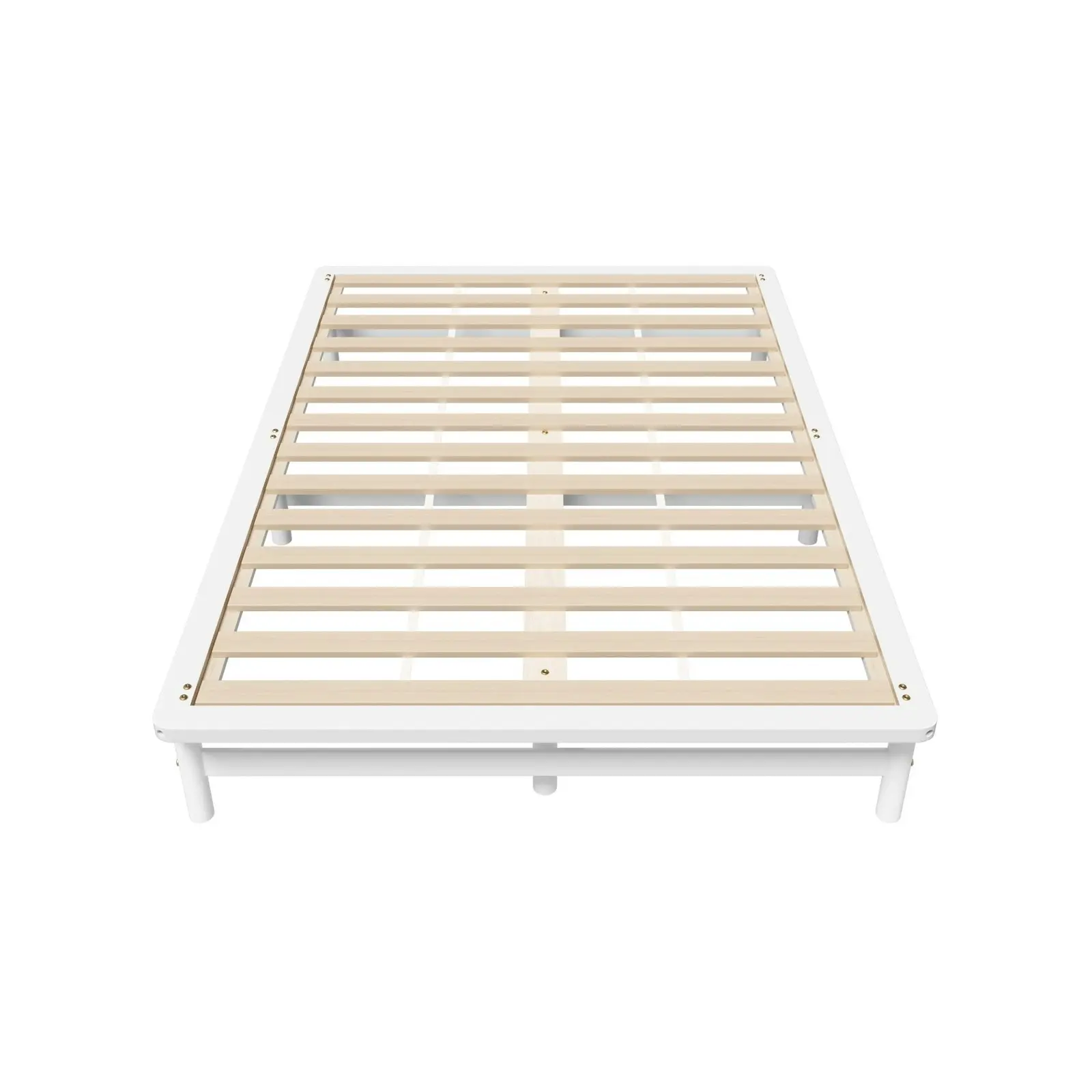 Oikiture Wooden Bed Frame Pine Timber White（Queen)