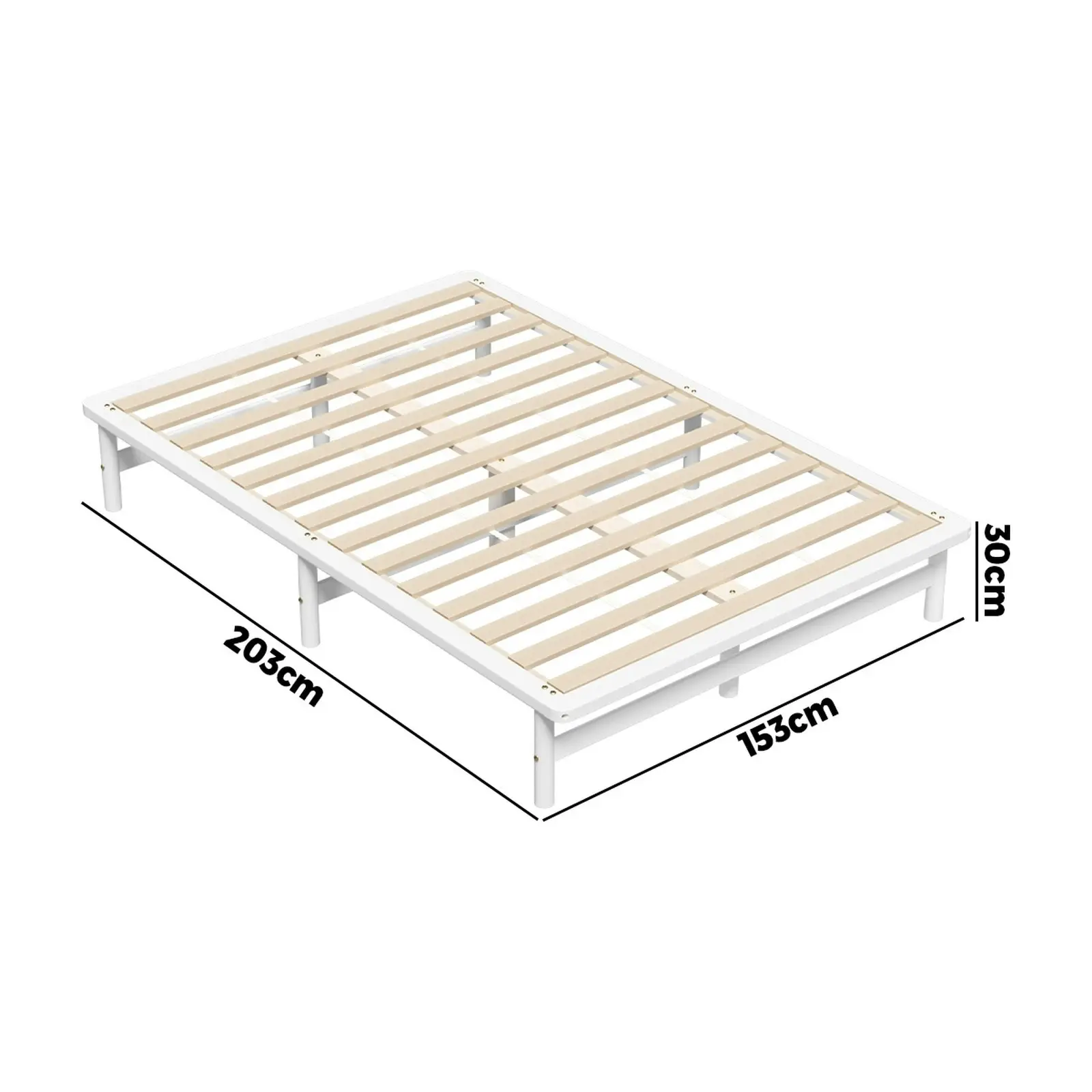 Oikiture Wooden Bed Frame Pine Timber White（Queen)