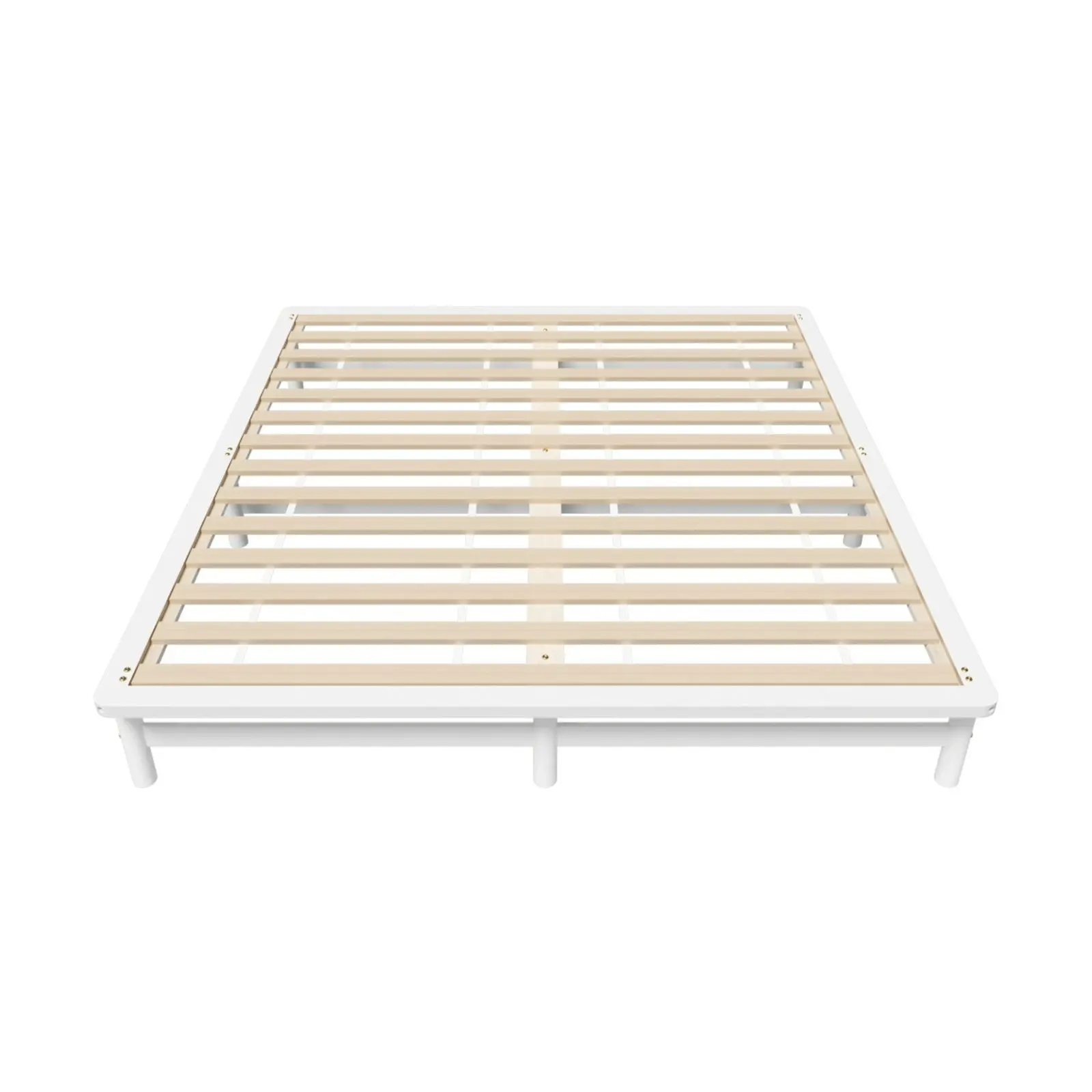 Oikiture Wooden Bed Frame Pine Timber White（King)