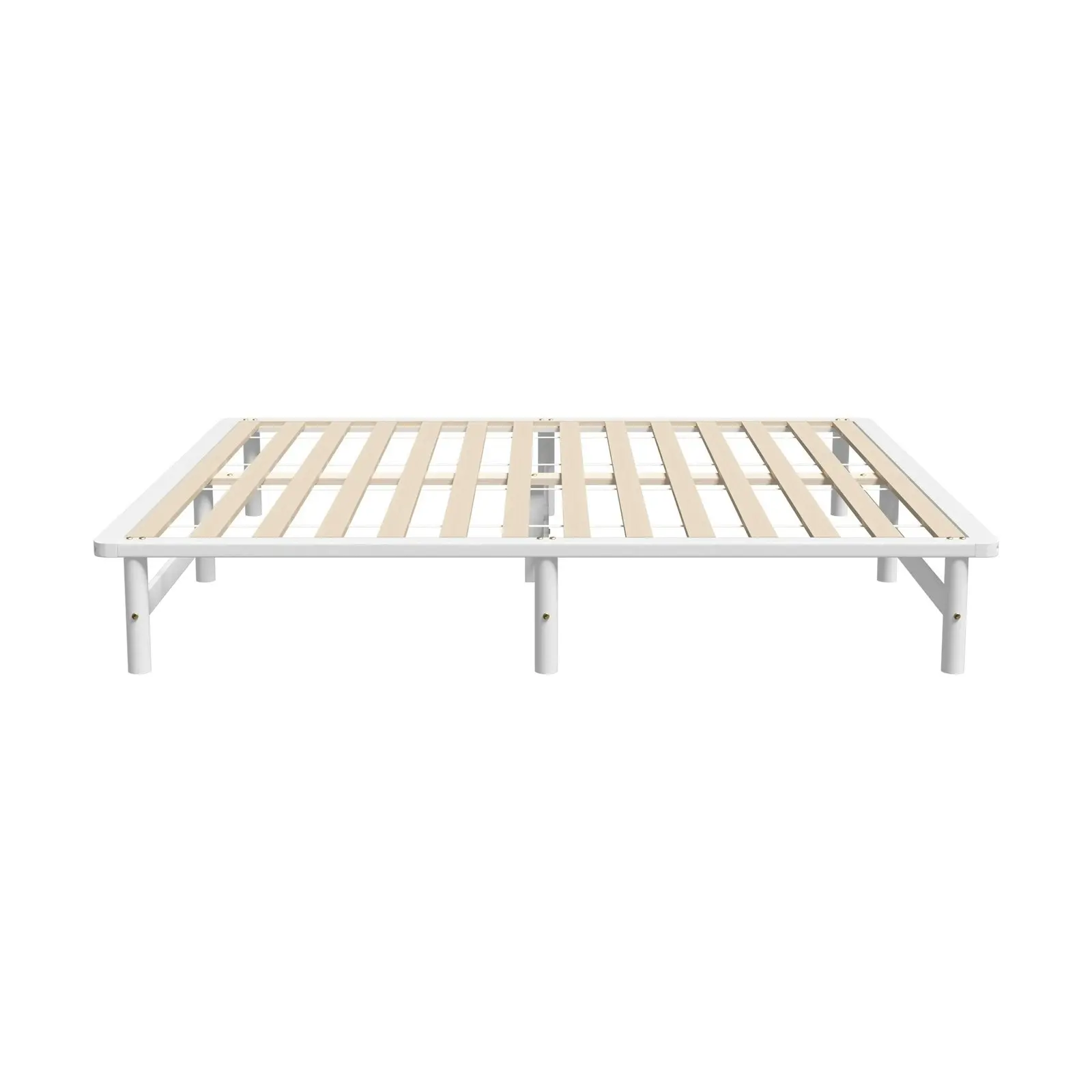 Oikiture Wooden Bed Frame Pine Timber White（King)