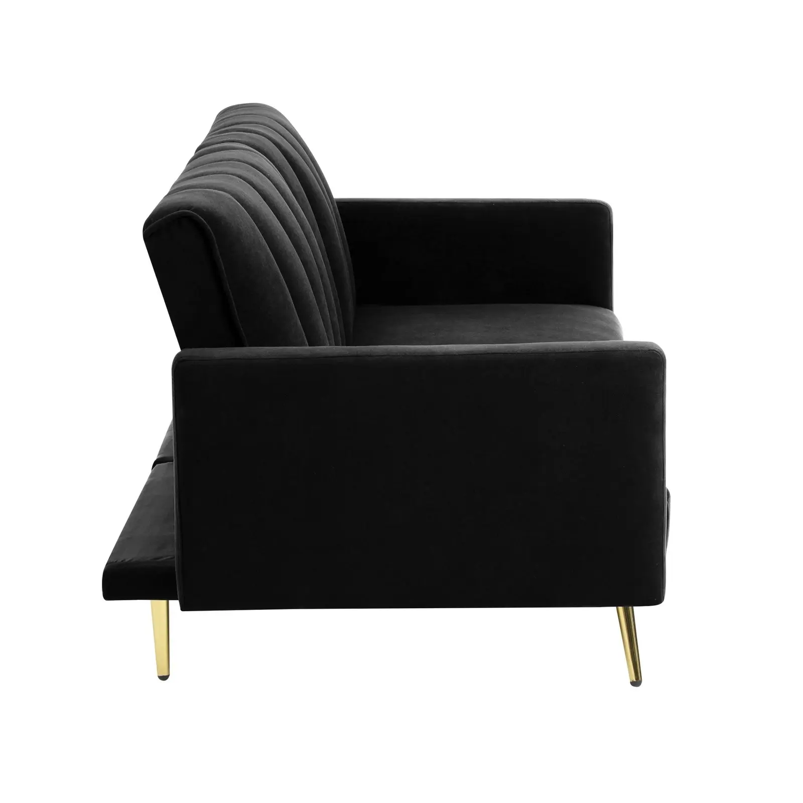 Oikiture Sofa Bed Lounge Couch Velvet Black