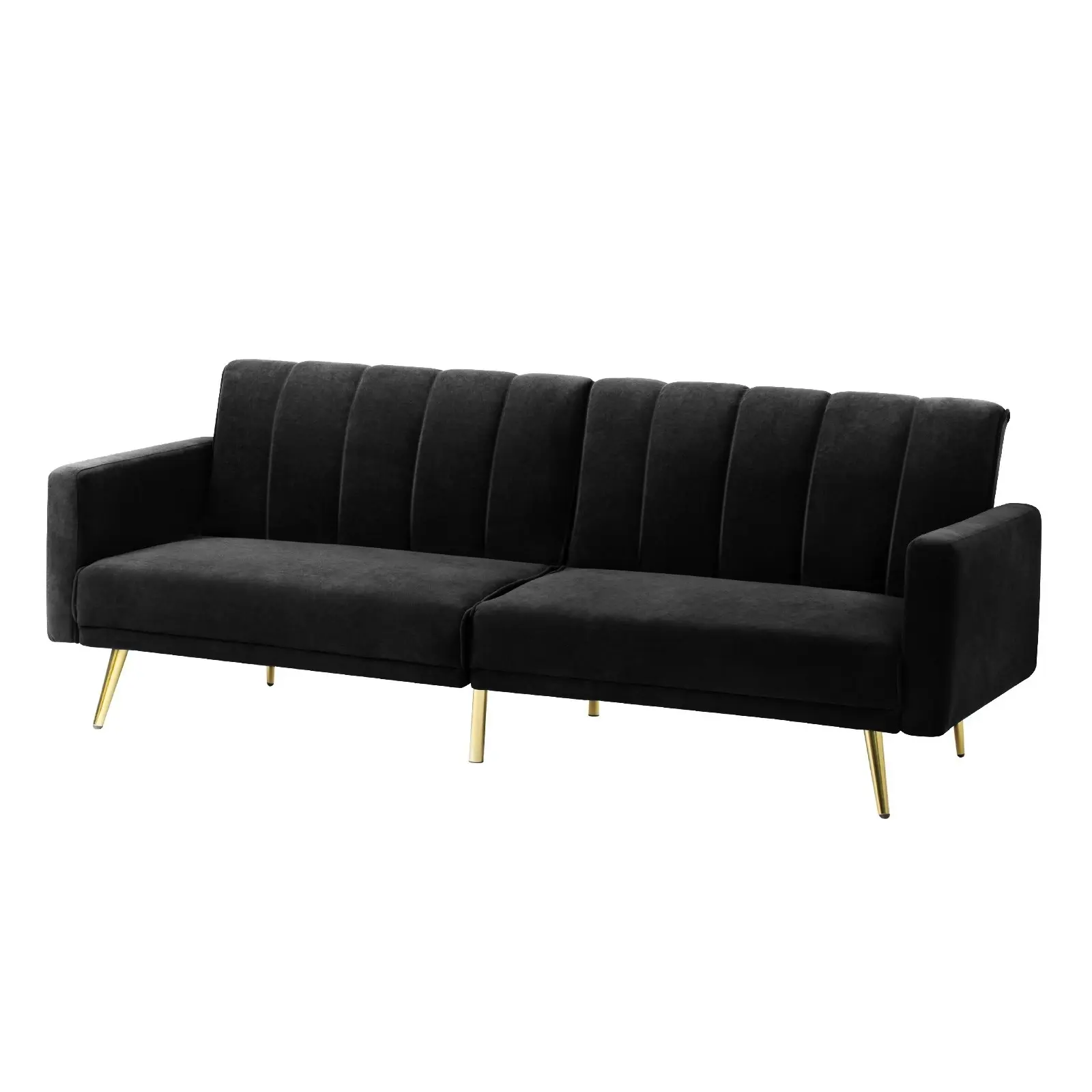 Oikiture Sofa Bed Lounge Couch Velvet Black