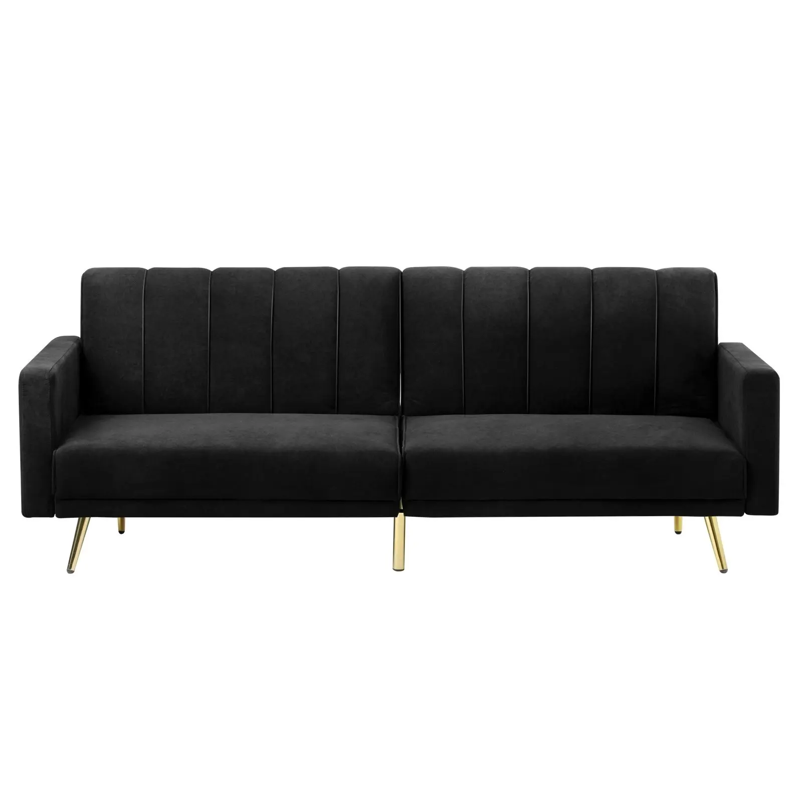 Oikiture Sofa Bed Lounge Couch Velvet Black