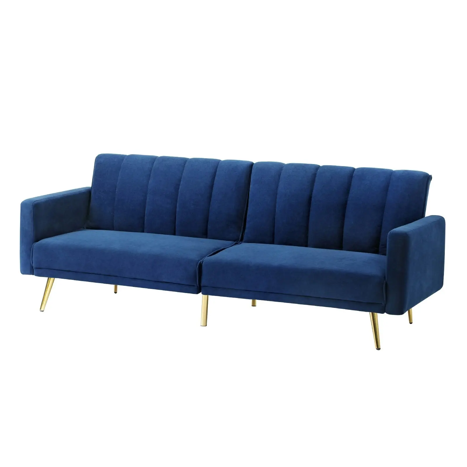 Oikiture 3 Seater Sofa Bed Lounge Velvet Blue