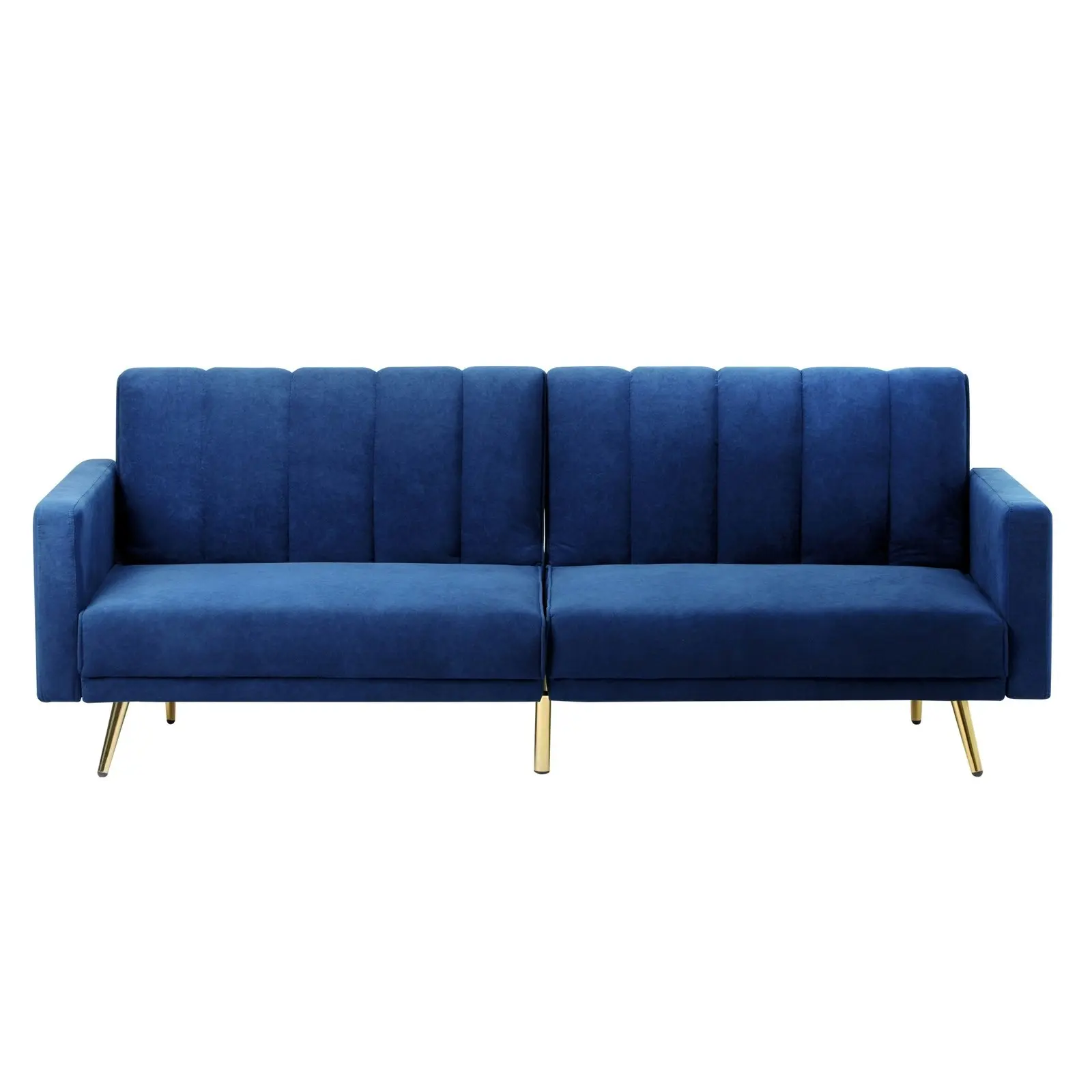 Oikiture 3 Seater Sofa Bed Lounge Velvet Blue