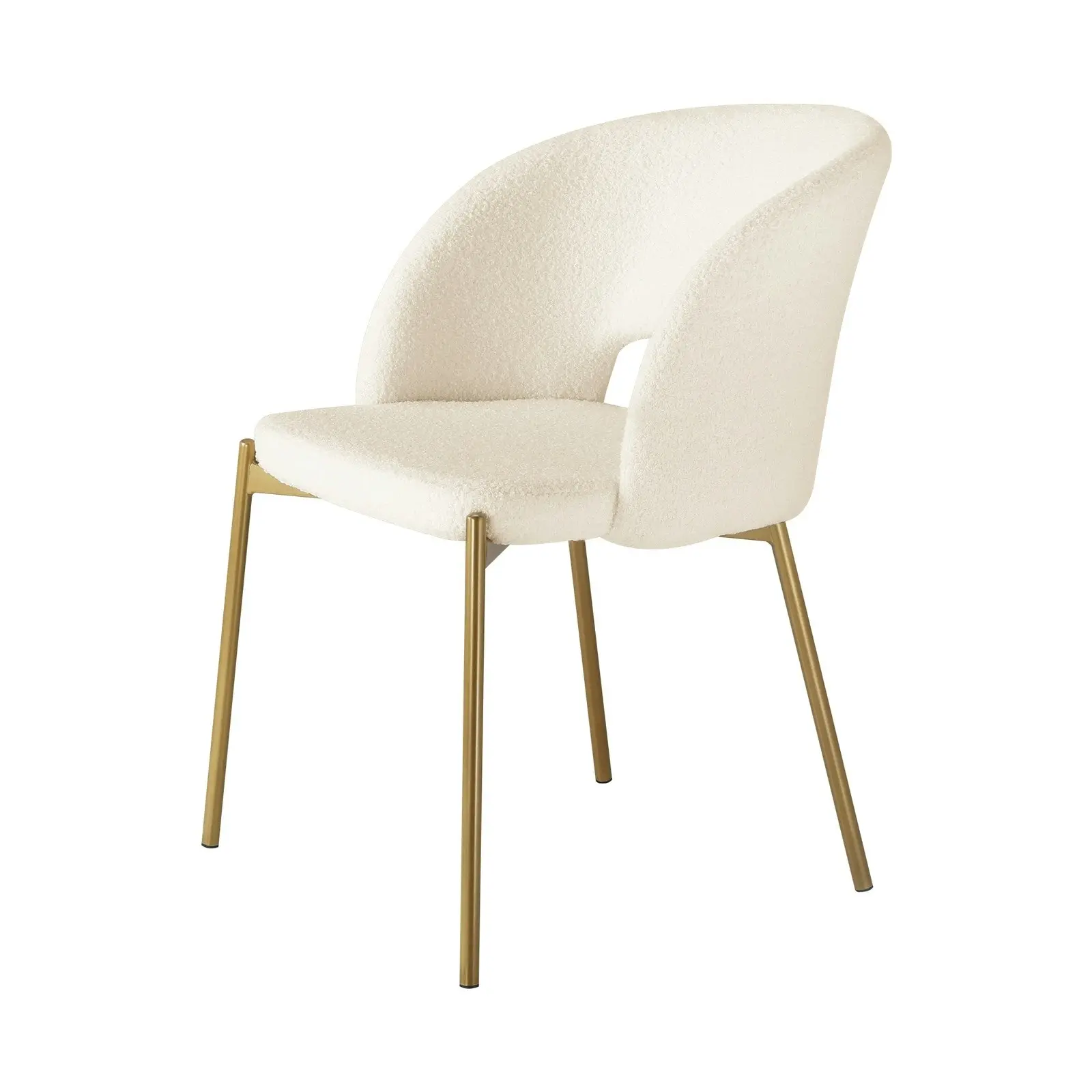 Oikiture 8x Armchair Dining Chair Accent Chairs Tub Armchairs Sherpa White&Gold