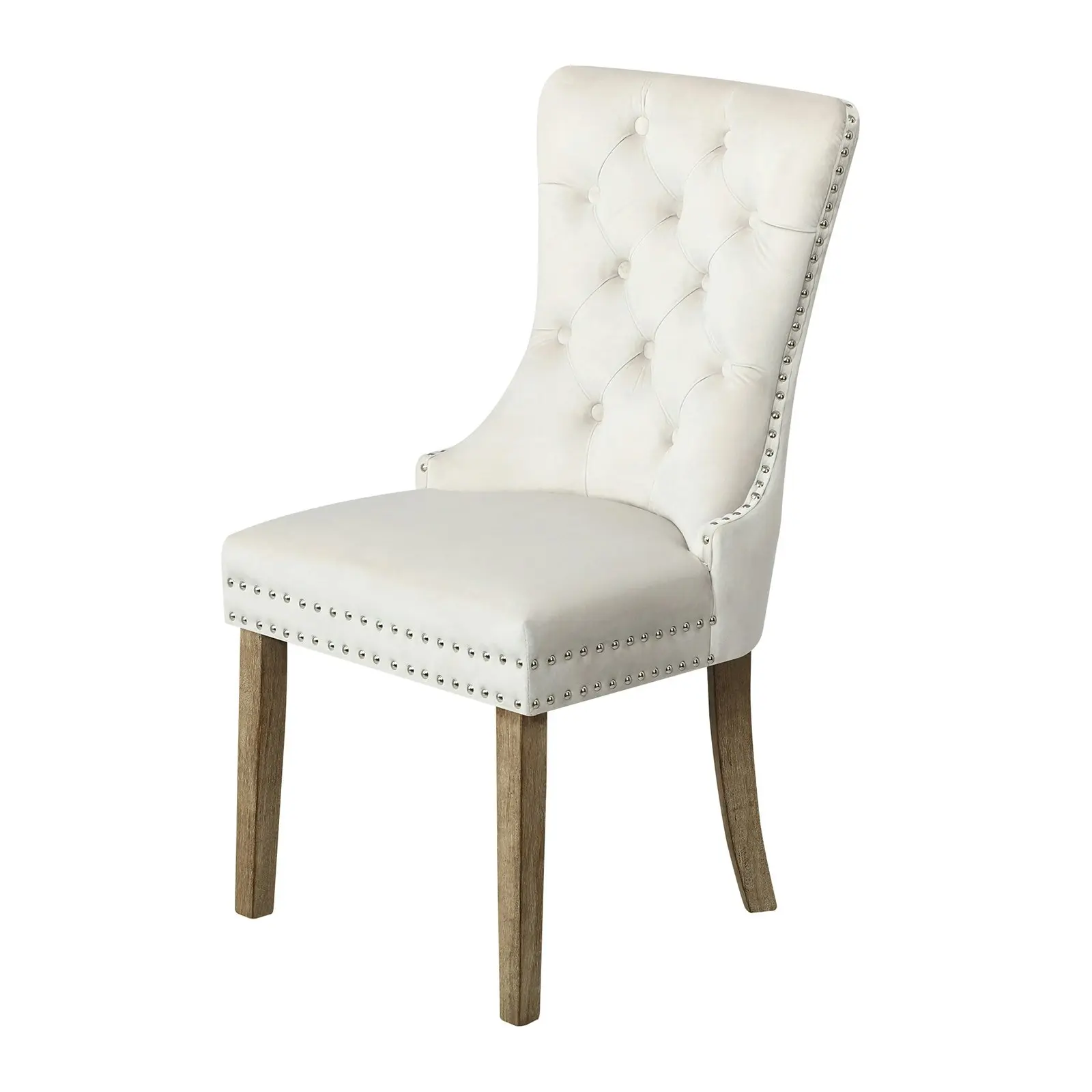 Oikiture 8x Velvet Dining Chairs Upholstered French Provincial Tufted Beige