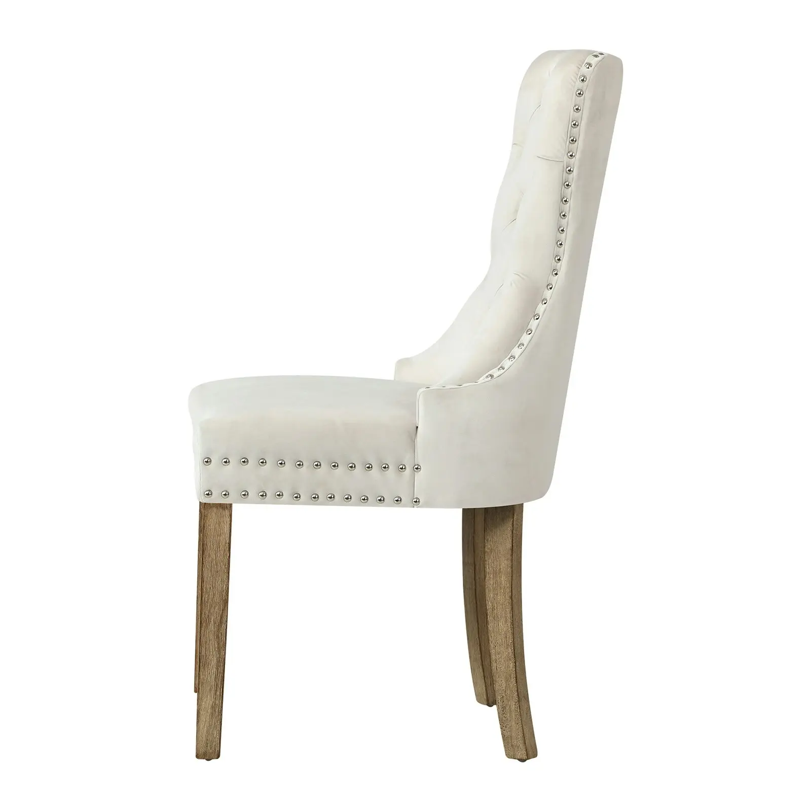 Oikiture 8x Velvet Dining Chairs Upholstered French Provincial Tufted Beige