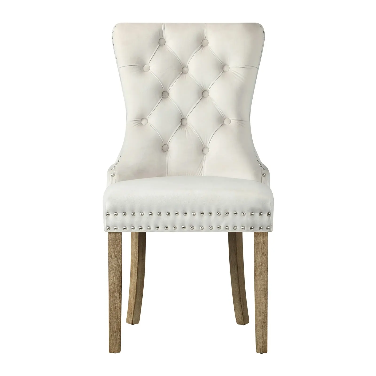 Oikiture 8x Velvet Dining Chairs Upholstered French Provincial Tufted Beige