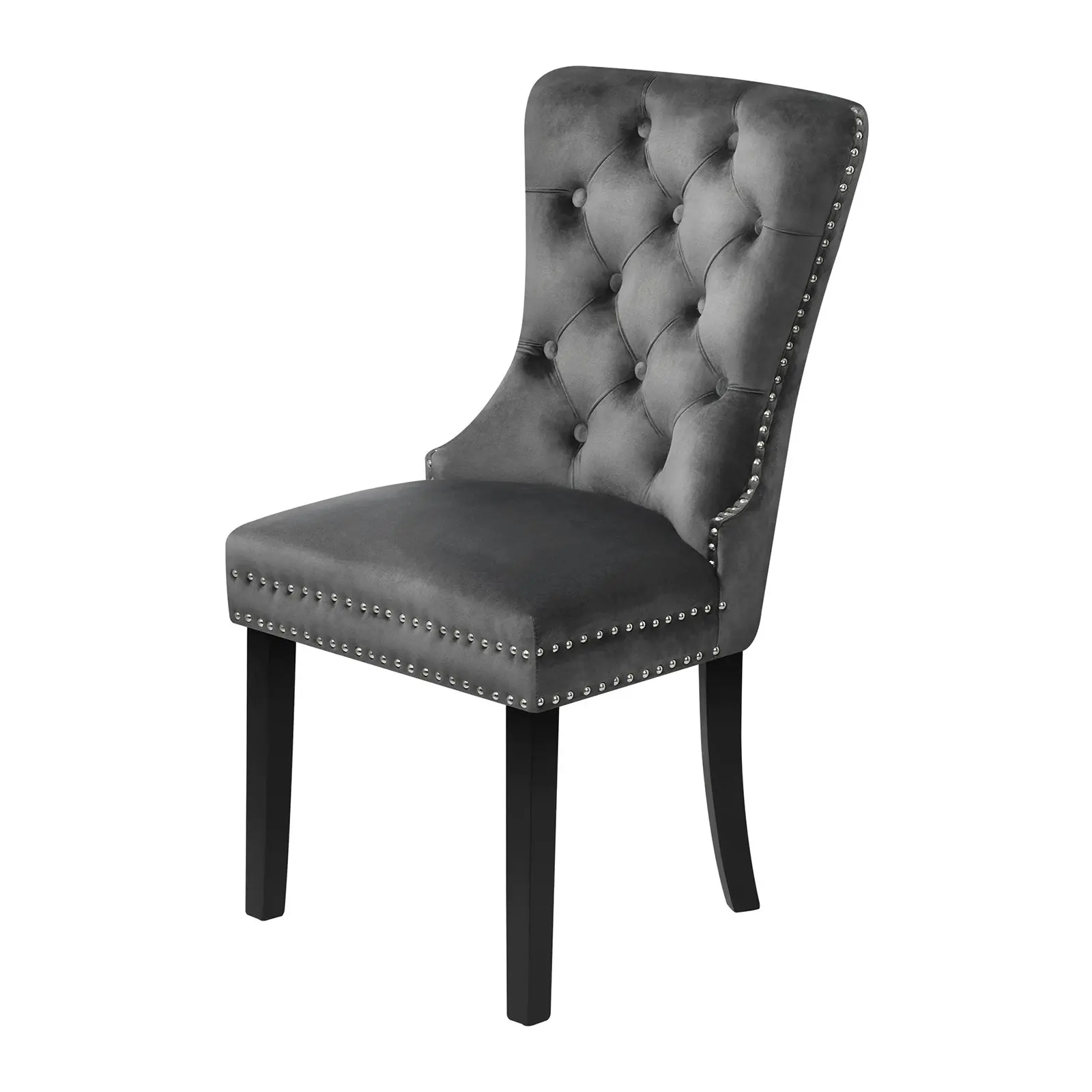 Oikiture 8x Velvet Dining Chairs Upholstered French Provincial Tufted Grey