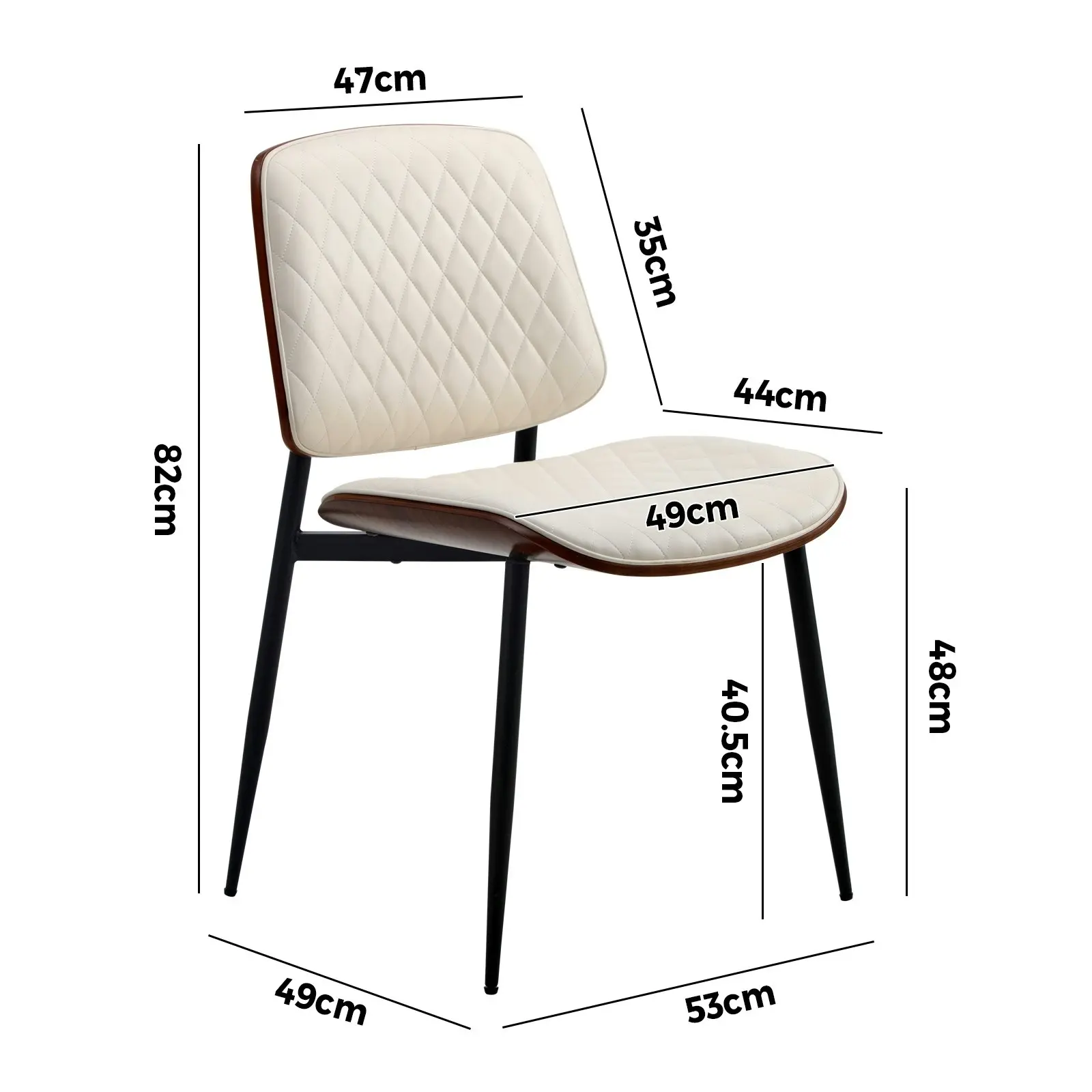 Oikiture 8x Dining Chairs Retro Faux Leather Solid Beech Wood Metal Legs White